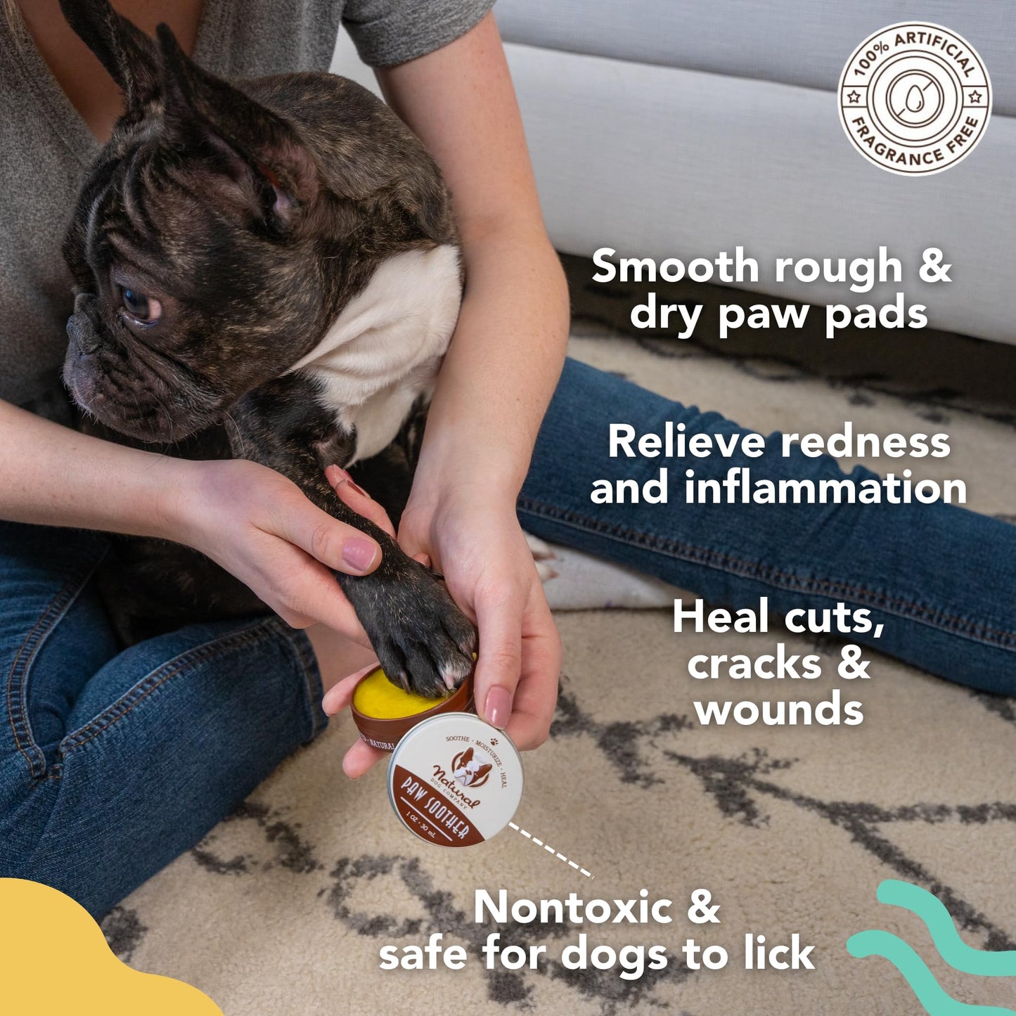 Natural Dog Company Paw Soother Balm, 1 oz. Tin, Dog Paw Cream and Lotion, Moisturizes & Soothes Irritated Paws & Elbows, Protects from Cracks & Wounds