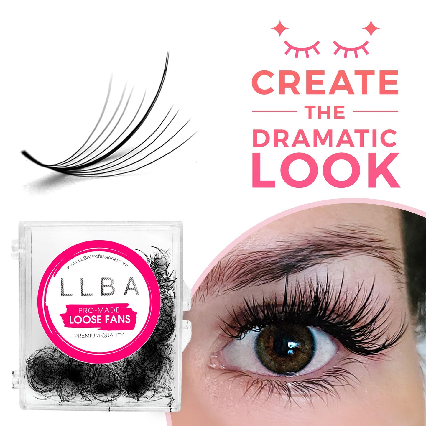 LLBA Promade Wispy Lash Extensions 9D 0.05, 100% Handmade Eyelashes Volume Fans, C Cc D Curls, 9-17 Mm Length, Long-Lasting, Easy Application (CC 13 mm)