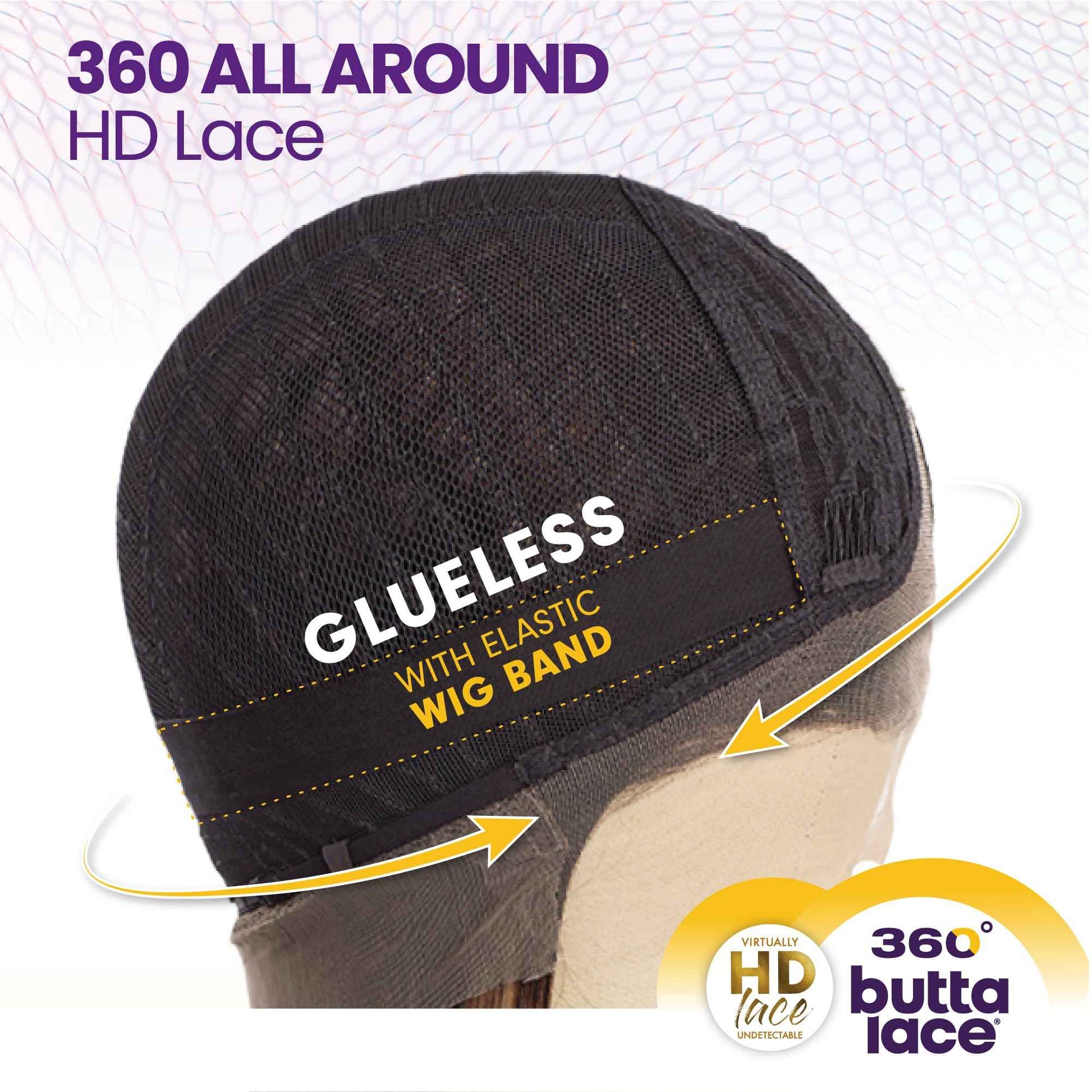 Sensationnel Butta 360 Lace Wigs - Unit 6 Wider Parting 360 Degree Lace Glueless Synthetic Preplucked Hairline (1 JETBLACK)