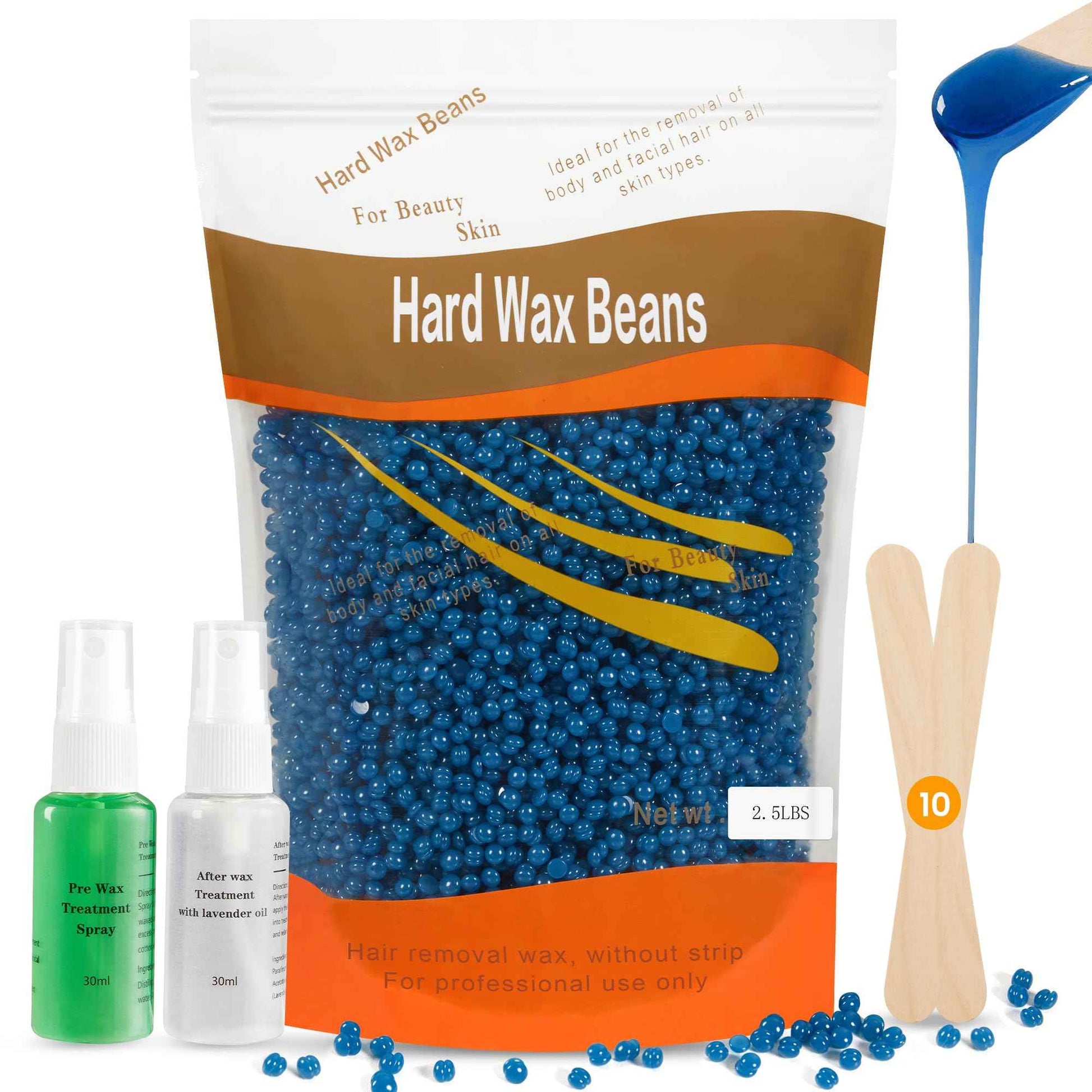 SUNVIVIPRO Wax Beans for Hair Removal, 2.5lb Hard Wax Beads, Waxing Beads for Sensitive Skin, Hair Removal Kit for Women Men Full Body, Facial, Brazilian, Bikini, Legs, Chest