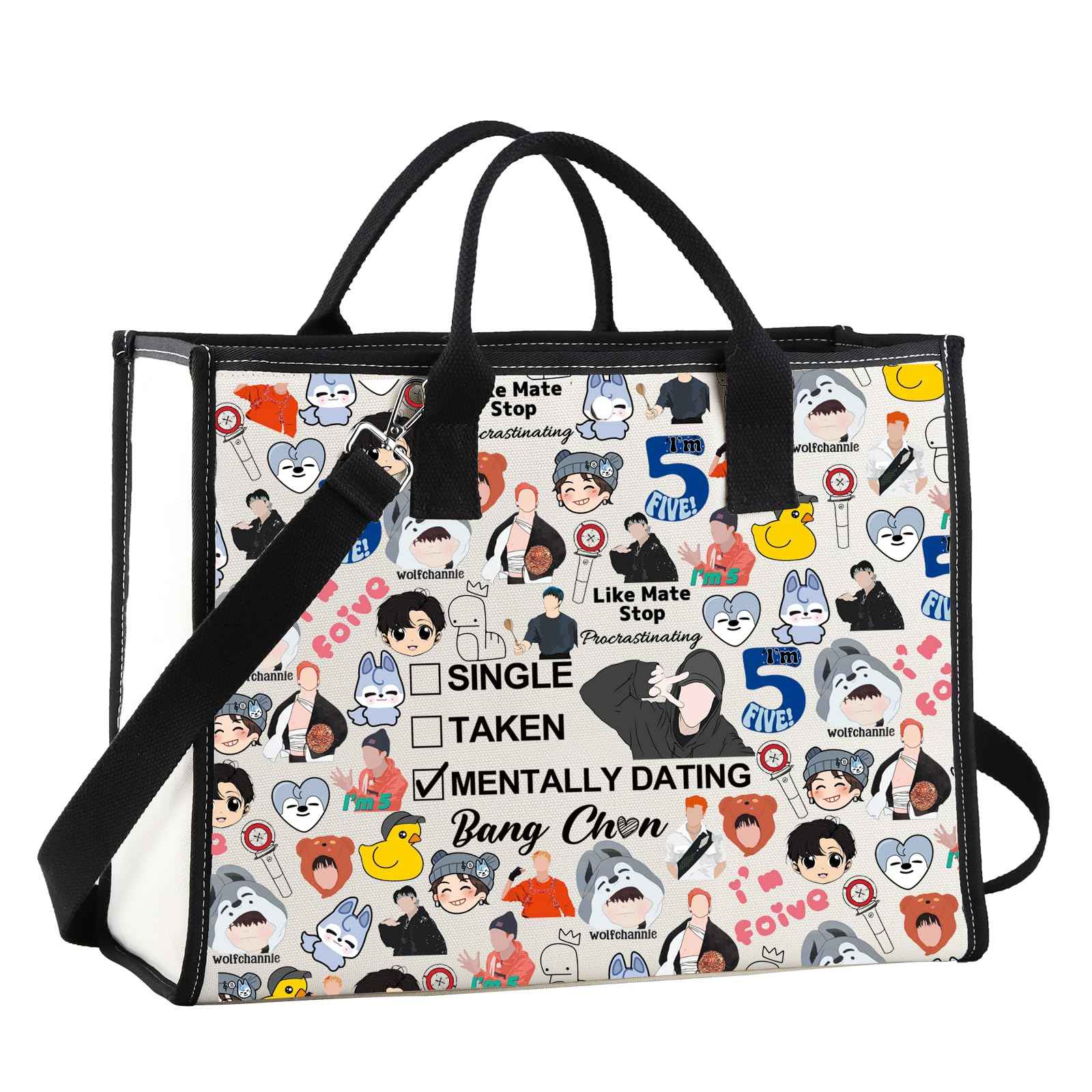 JNIAP Korean Group Stay Makeup Bag Music Lover Gifts Single Taken Mentally Dating With Bang C Stay Merchandise（Bang Tote）