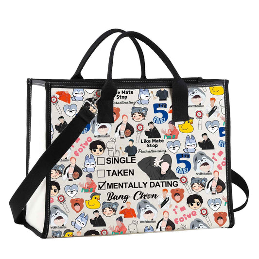JNIAP Korean Group Stay Makeup Bag Music Lover Gifts Single Taken Mentally Dating With Bang C Stay Merchandise（Bang Tote）