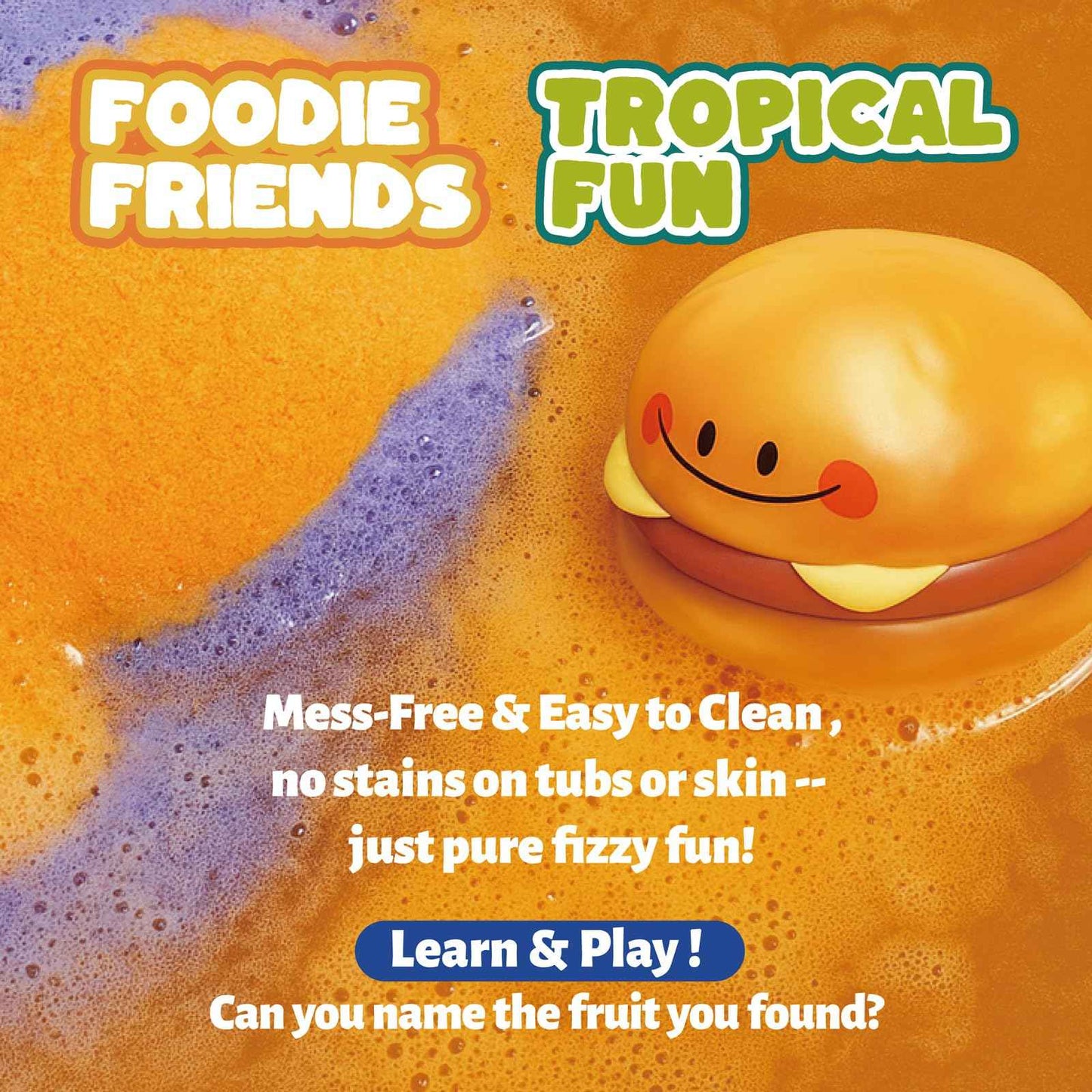 Zippytots Kids Bath Bombs with Food Toys Inside, 16 Pack Colorful Surprise Bath Fizzies Set, Organic Fizzy Bubble Bath Bombs for Girls & Boys, Ages 3+