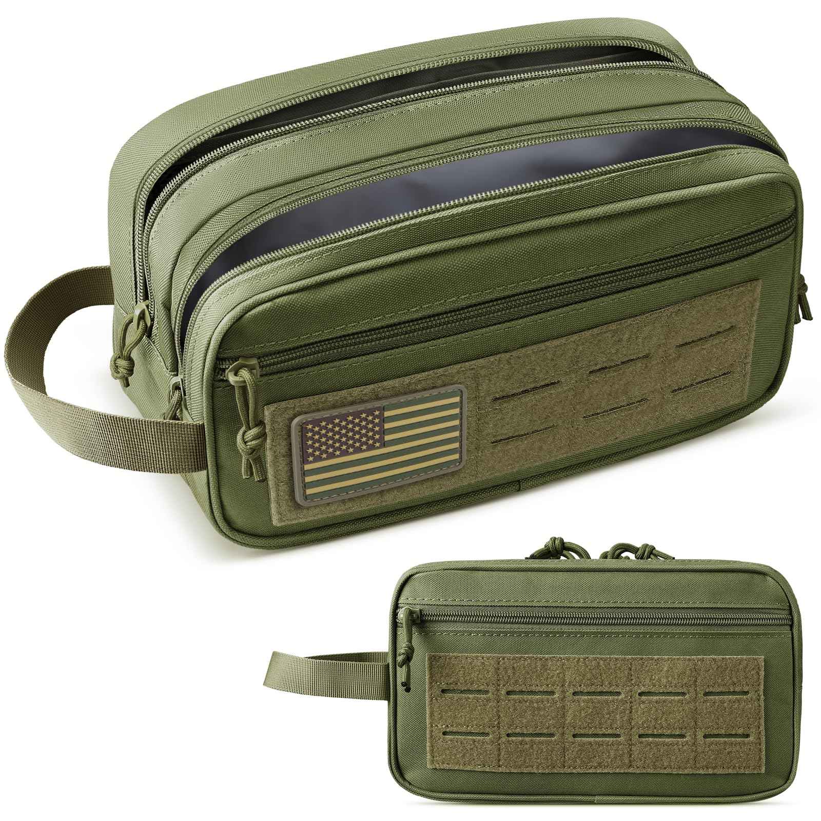 RXW Toiletry Bag for Men, Tactical Dopp Kit Military Hygiene Bag Mens Toiletry Travel Bag MOLLE EDC Pouch Small Toiltries Travel Bathroom Shaving Kit Shower Bags