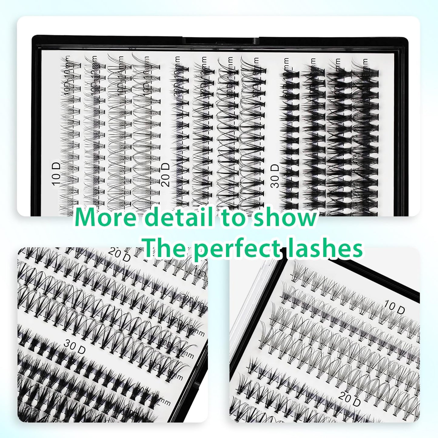 Bodermincer Lash Extension 240pcs C Curl 10D/20D Cluster Mixed, 8/9/10/11/12mm,10/11/12/13/14mm,12/13/14/15/16mm Mixed 8-10-12-14-16mm MIX Individual Cluster Lashes (50D-D Curl-9mm)