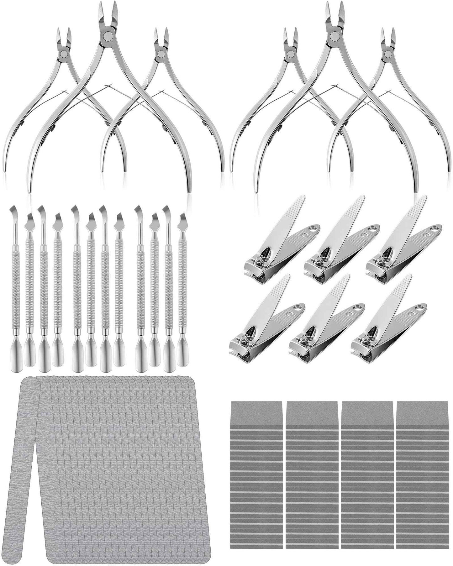 Lasnten 6 Manicure Set 12 in 1 Nail Pedicure Care Kit, 100/180 Nail Files, Buffer Blocks, Cuticle Remover Nippers Trimmer, Clippers, Cuticle Pusher Tools Prep Kit for Women Spa Party Supplies Favors