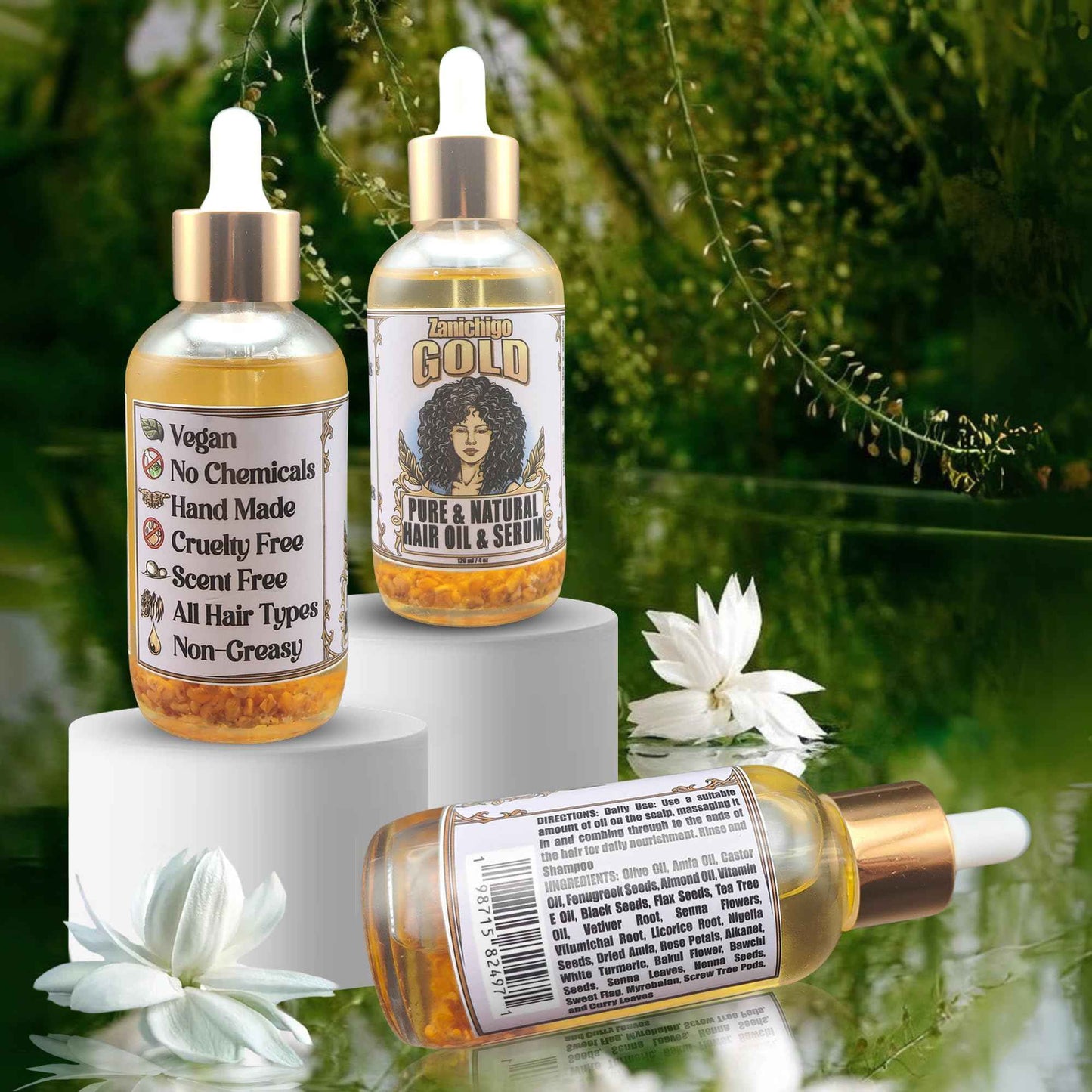 Zanichigo Gold Hair Oil – Fenugreek Strengthening Serum for Dry, Damaged, Frizzy & Coarse Hair | Anti-Hair Fall | Anti-Hair Loss Hair Growth Oil Treatment | All-Natural | 2 Ounce