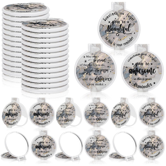 Wenqik 100 Pcs Mini Compact Mirror Bulk Inspirational Gifts for Women Small Pocket Purse Mirror Portable Round Folding Makeup Mirror Gift for Travel Christmas