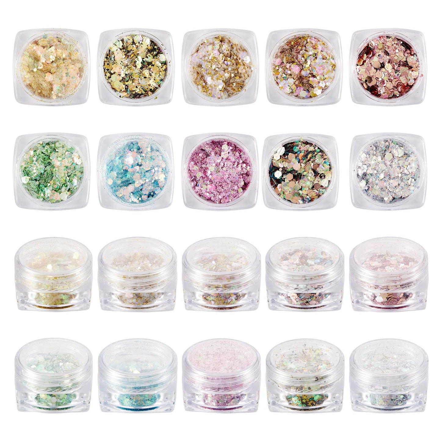 Cheriswelry 10 Boxes PET Shiny Nail Art Glitter Manicure Sequins Sparkle Nail Flakes DIY Nail Art Decoration Manicure Powder 0.025~6mm for Women Nail Art Glitters Decoration