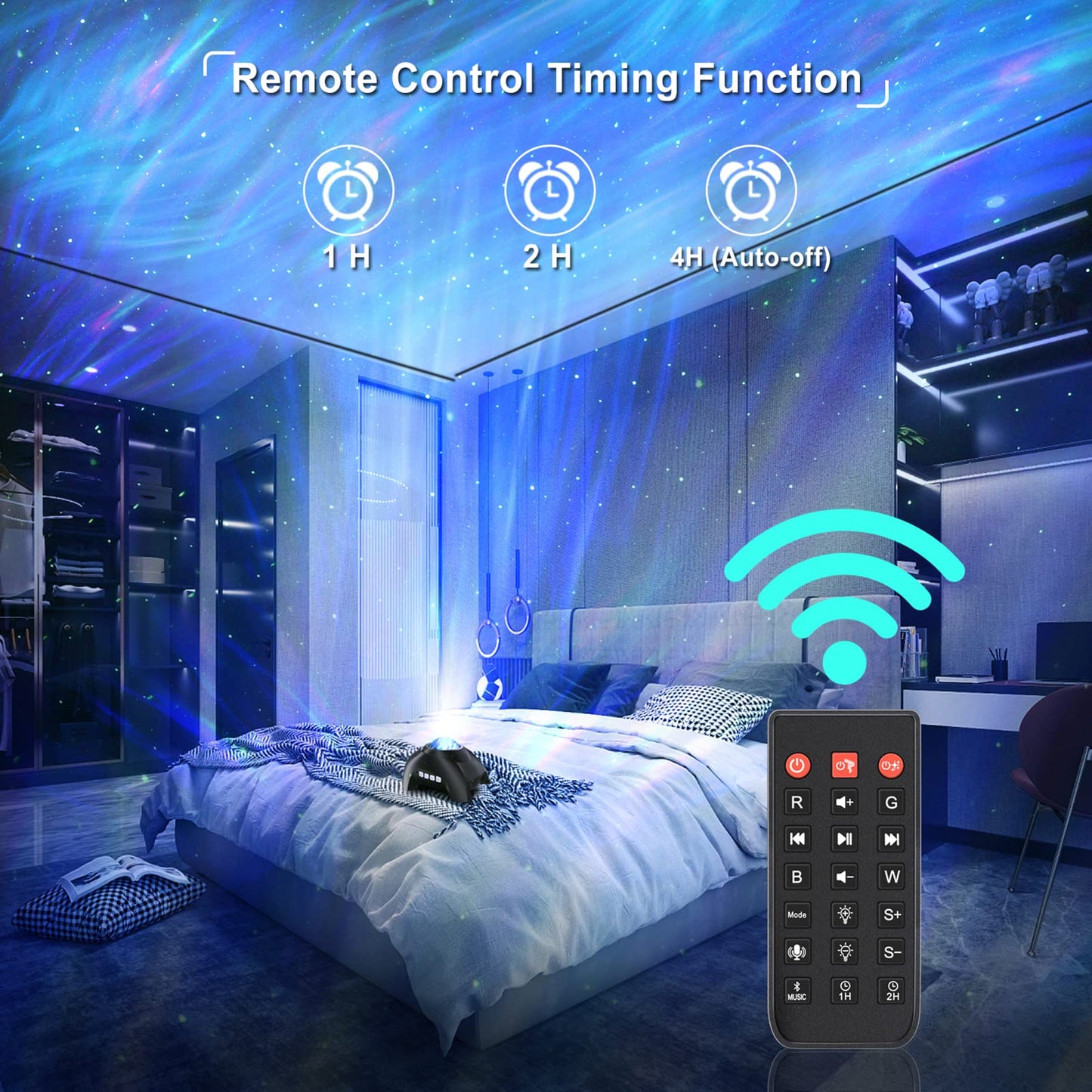 Northern Lights Aurora Projector for Bedroom with Music Bluetooth Speaker and White Noise, Vinwark Galaxy Projector, Starry Night Light Projectors for Kids Adults Gaming Room