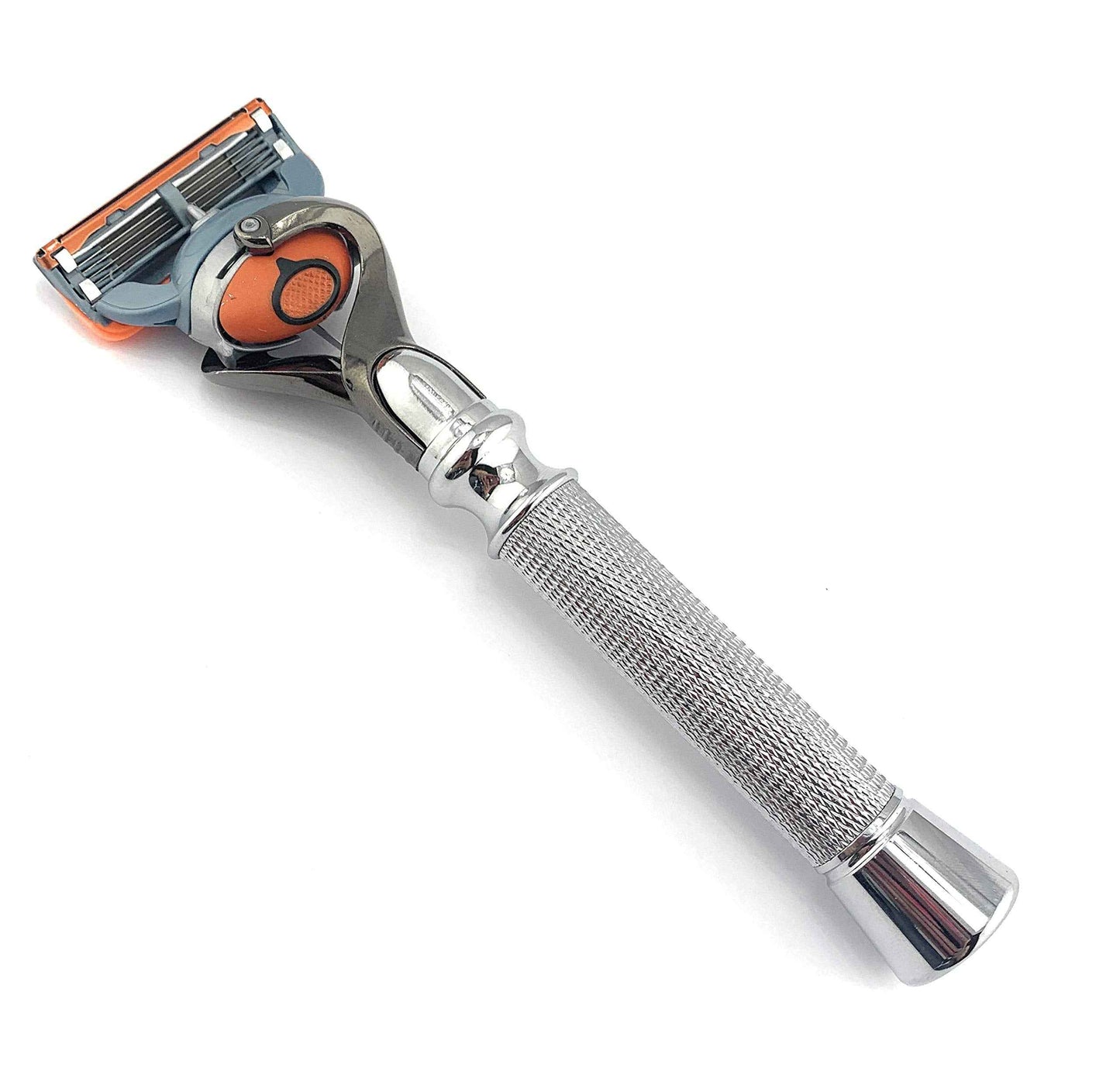Flex Ball Handle Shaving Razor – All Chrome Long Handle Razor with Flex Pivot Technology & Diamond Knurled Grip for Men’s Precision Shaving