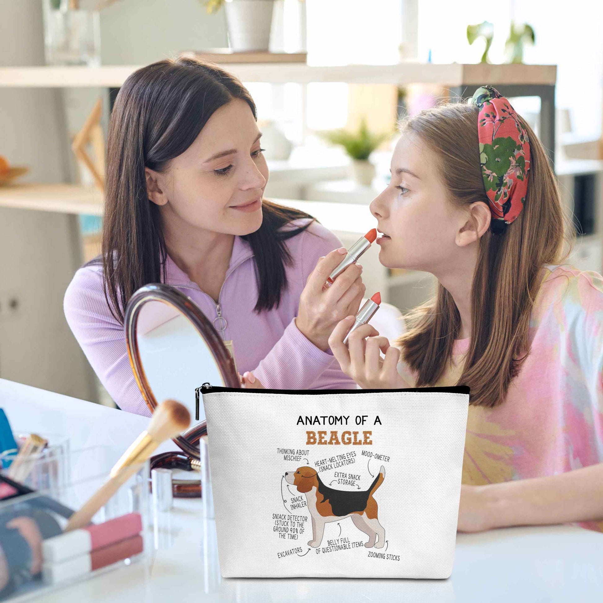 heiyihe Beagle Lover Gift Anatomy Of A Beagle Makeup Bag Dog Lover Gifts Birthday Christmas Graduation Gifts for Animal Lover Dog Lover Woman Girl Mom Daughter Travel Bag-A03