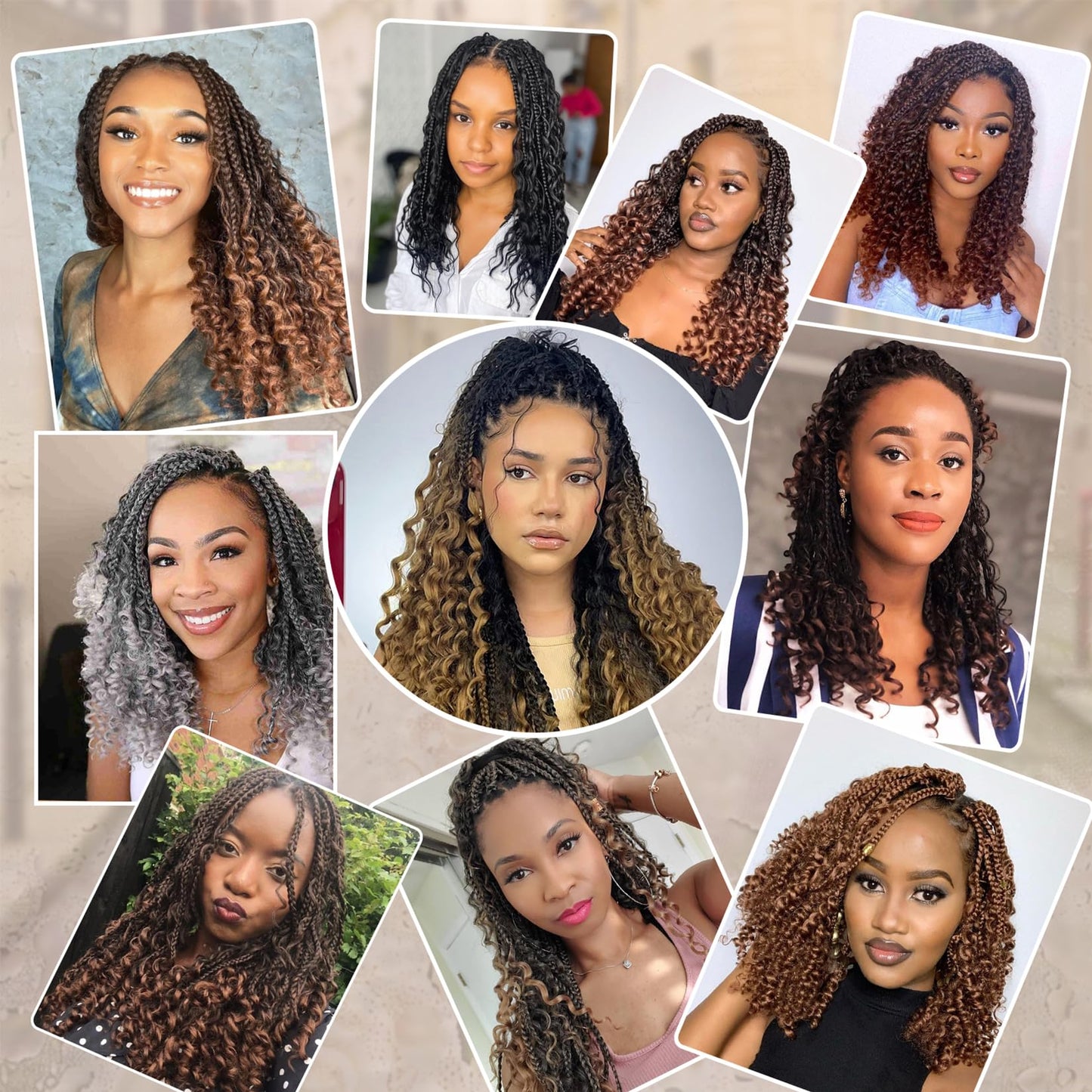 8 Packs Boho Box Crochet Braids Pre Looped with Curly Ends - 8 Inch Goddess Bohemian Box Braids Crochet Hair for Black Women Synthetic 3X Boho Braids Crochet Hair Extensions Pre Looped 1B-4-30