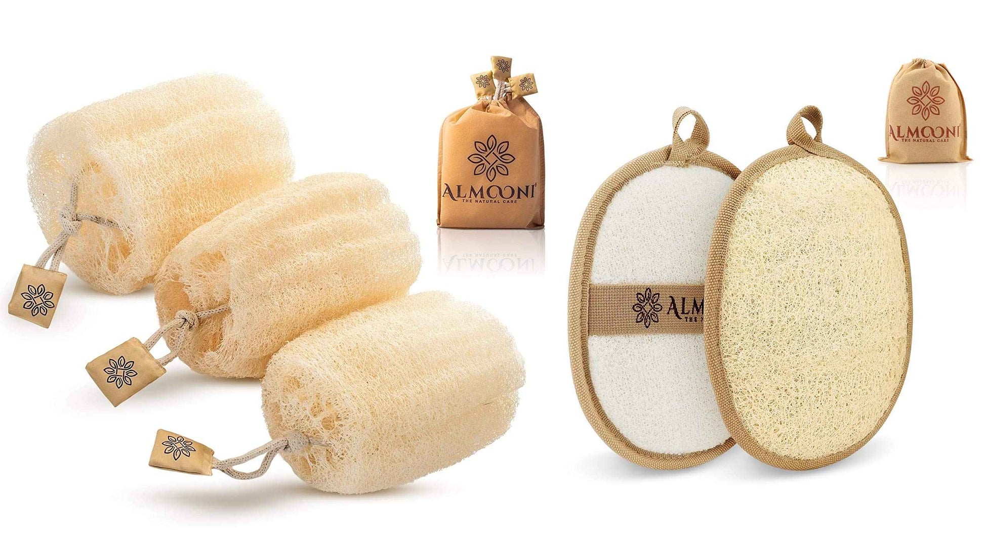 Premium Natural Egyptian Shower Loofah Sponge and Loofah Pad Bundle, Made with Natural Egyptian Shower Loofah Sponge That Gets Your Body Clean