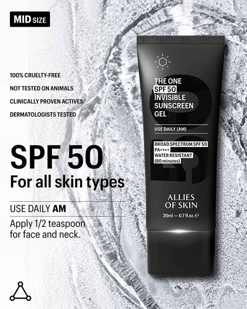 Allies of Skin Daily Face Sunscreen SPF 50, Travel Size | Zero White Cast Lightweight Formula | Dermatologist Tested Under Makeup Primer| Water-Resistant & PA++++ Broad Spectrum UVA/UVB (0.7 oz)