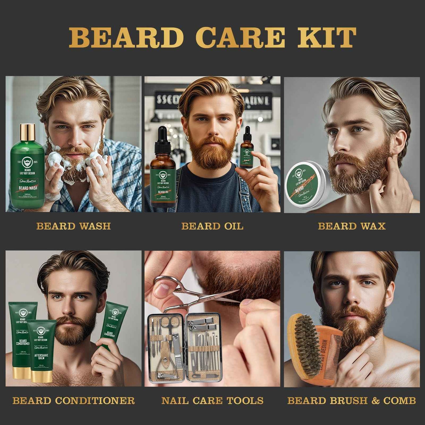 Father's Day Spa Gift for Men - Luxury 32Piece Shea Butter Bath & Beard Gift Set for Men Bath & Body Care Kit for Him with Beard Wax | Christmas, Valentine's Day, Birthday, Relaxation Gift Set for Dad