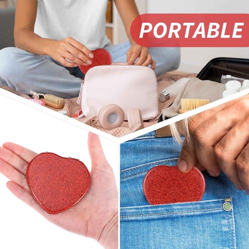 Dimeho Compact Folding Mirror Heart Shaped Magnifying Mini Vanity Mirror Portable Travel Makeup Mirror for Purse Double-Sided Cute Glitter Cosmetic Mirror for Women Home Office