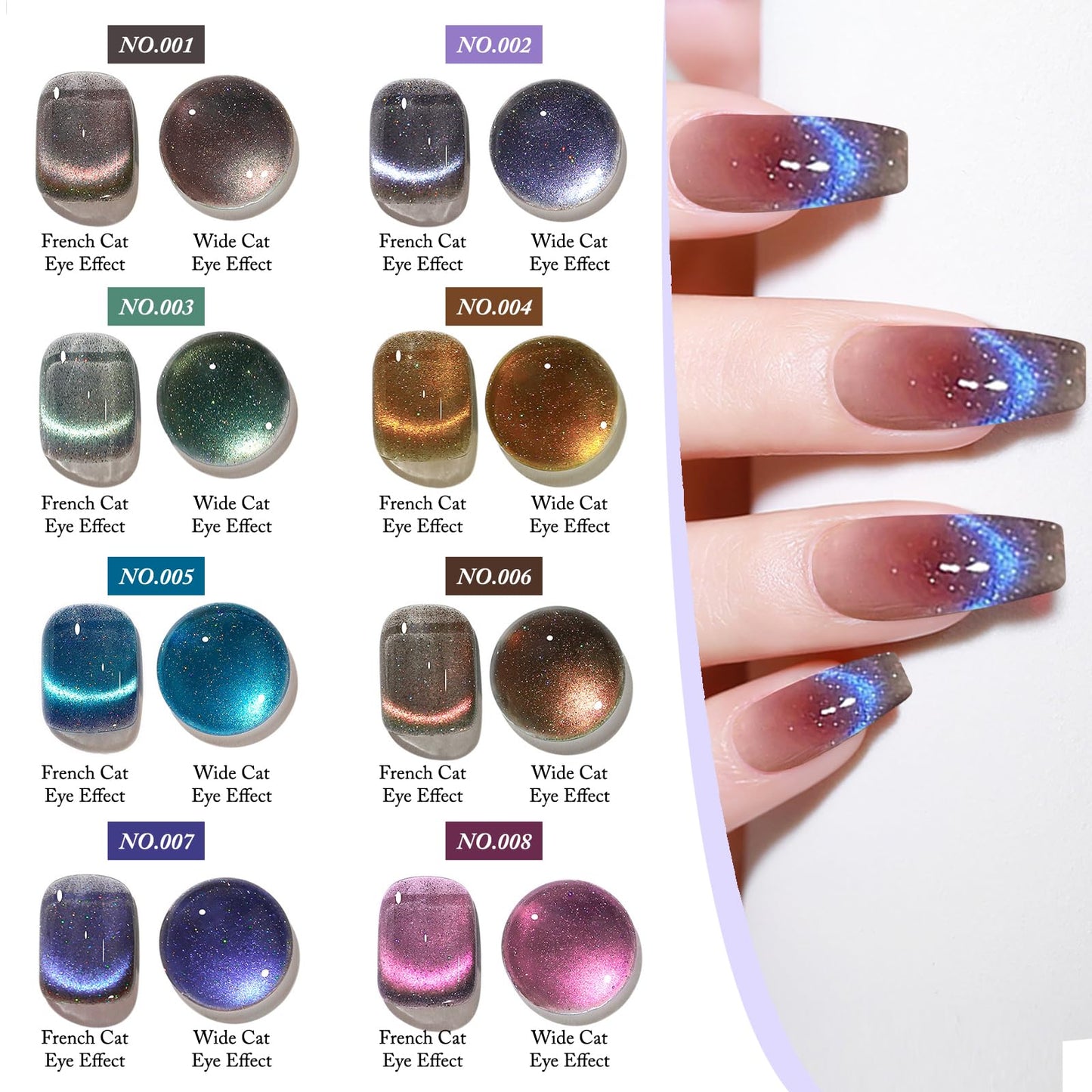 SAGEBIO Crushed Diamond Cat Eye Gel Nail Polish with Magnet Stick, 15ml Holographic Glitter Gel, Ideal for DIY Nail Art, Lavender Luminance