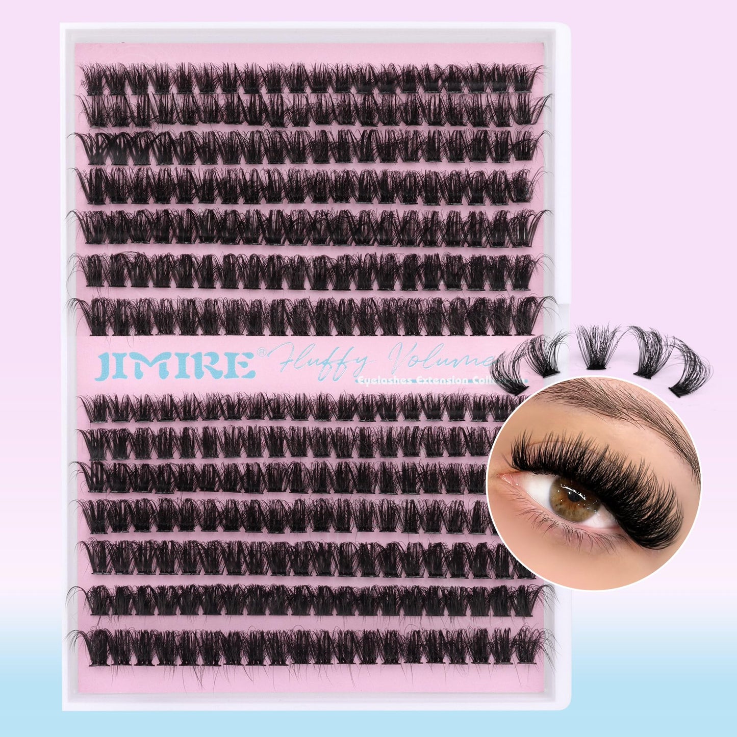 Lash Clusters Volume 80D Lash Extension Clusters 280Pcs Fluffy Cluster Eyelash Extensions Thick Mink Eyelash Clusters D Curl Wispy 10-16mm DIY Individual Lashes DIY at Home by JIMIRE