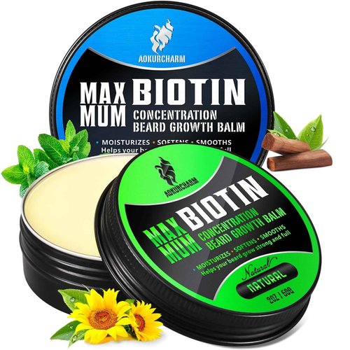 aokur 2 Pack Beard Balm for Men – Sandalwood & Unscented – Biotin Beard Conditioner for Softening, Styling & Supporting Beard Growth – Gift Set for Father’s Day, Anniversaries & Christmas