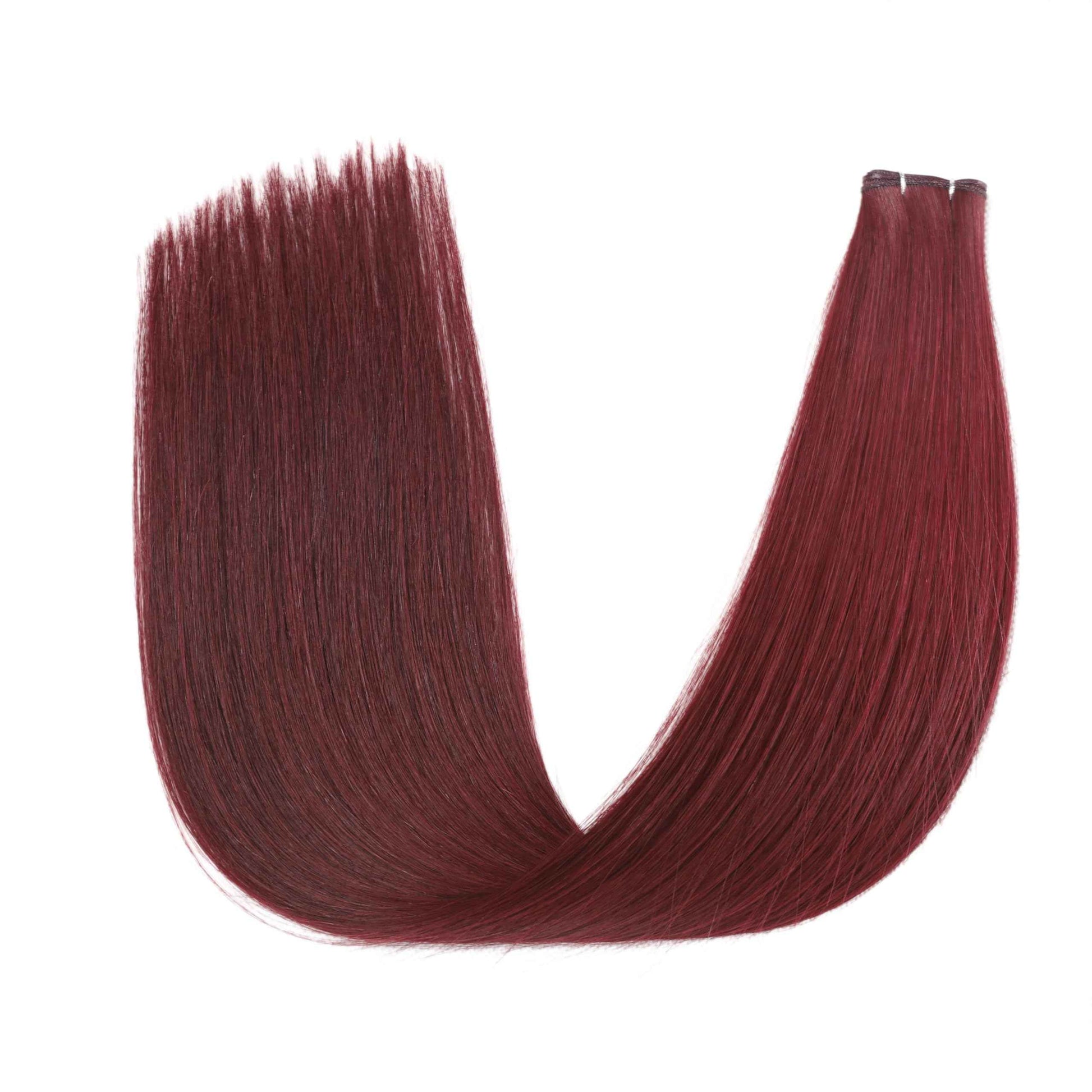 QingChang Genius Weft Hair Extensions human hair for Salon Professionals, Cuticle Intact One Donor Hair, New Hand Tied Weft Sew in Hair Extensions, #99J Burgundy 14" 40g