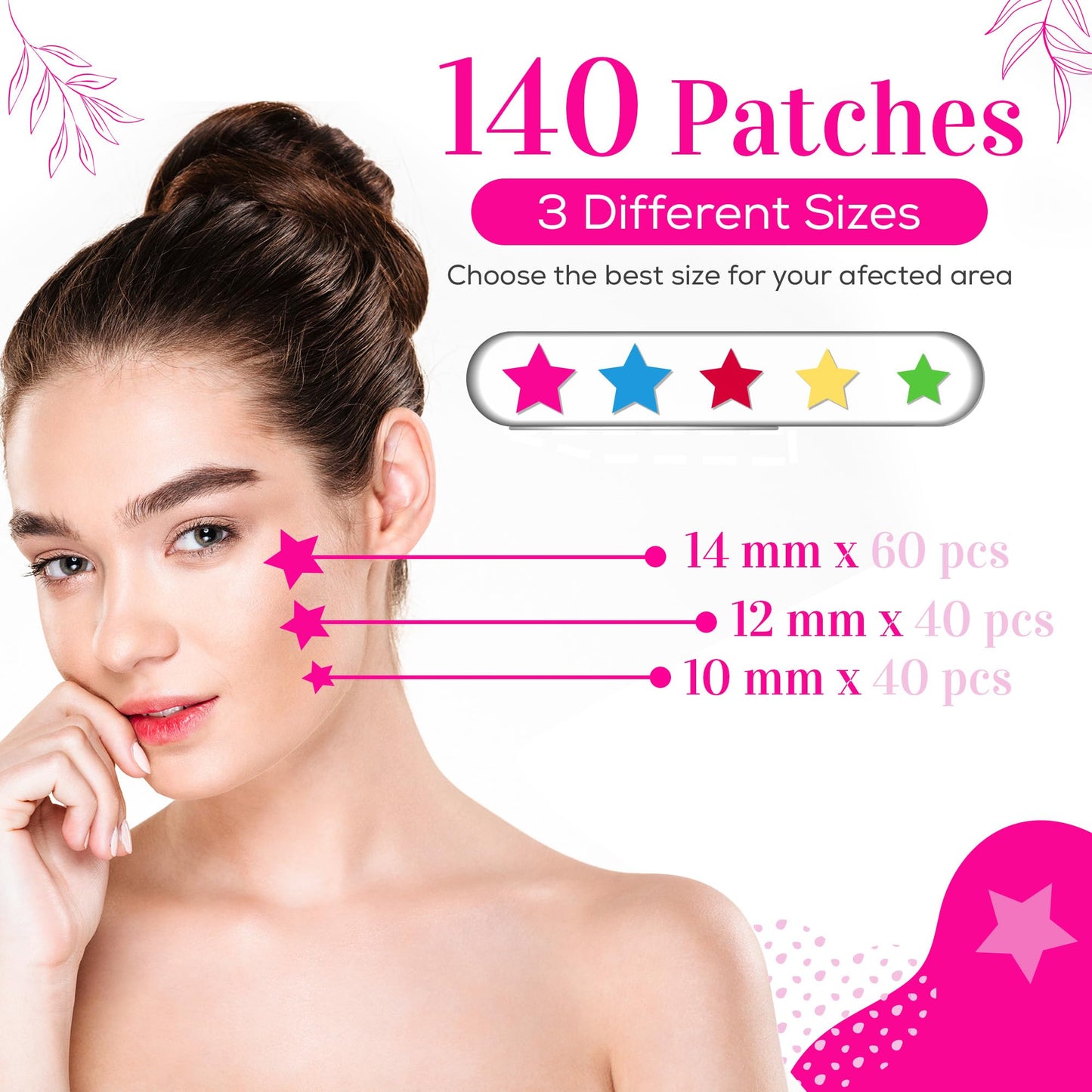 My Beauty Spot Star Pimple Patches Cute Acne Patches for Face (140 Patches) with Hydrocolloid, Tea Tree Extra & Salicylic Acid, Colorful Fun Designs – Pimple Patches for Face Acne Spot Treatment