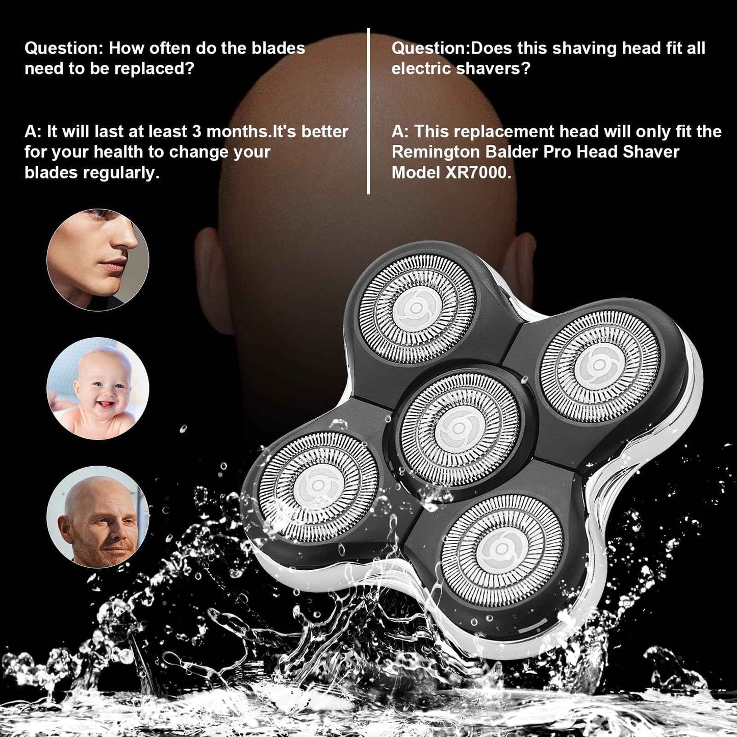 Pro Head Shaver Replacement Blades Compatible with Remington Balder Pro Head Shaver Model XR7000,Precision Electric Shaving for Bald Men. (1pack)