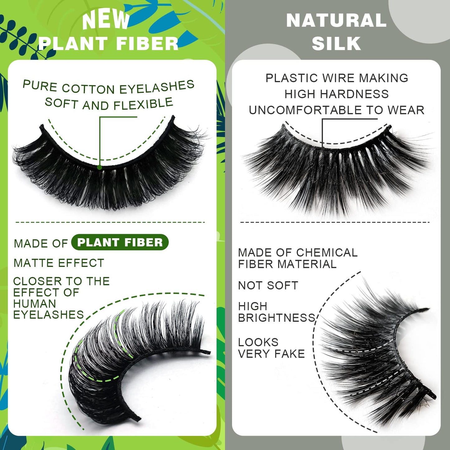 3d Plant Fibre Russian Strip Lashes, D Curl Lash Strips, Natural False Lashes Mink, Wispy Fake Lashes, D Curl Strip Lashes, Natural Wispies Mink Eyelashes, Faux Mink Eyelashes Natural Look (DC08)