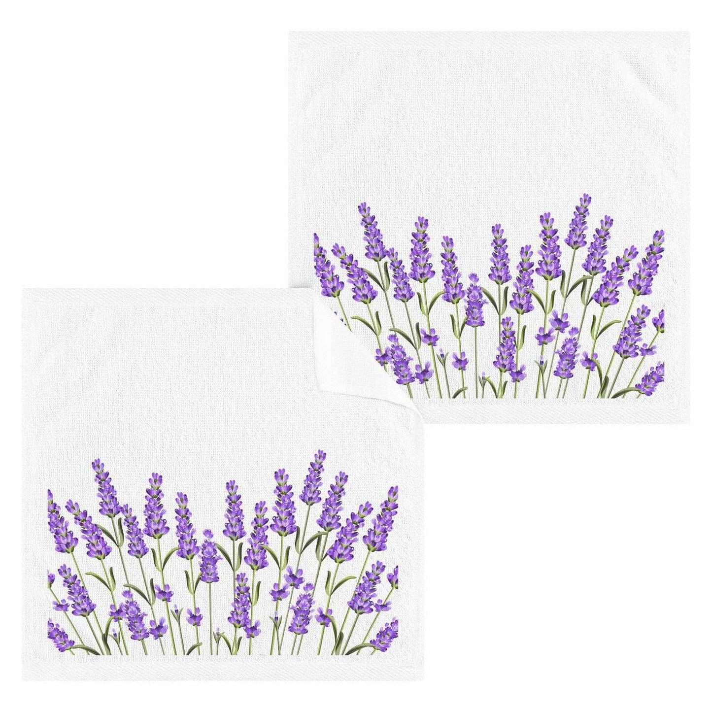 ALAZA Wash Cloth Set Purple Lavender Flowers(n1) - Pack of 6, Cotton Face Cloths, Highly Absorbent and Soft Feel Fingertip Towels