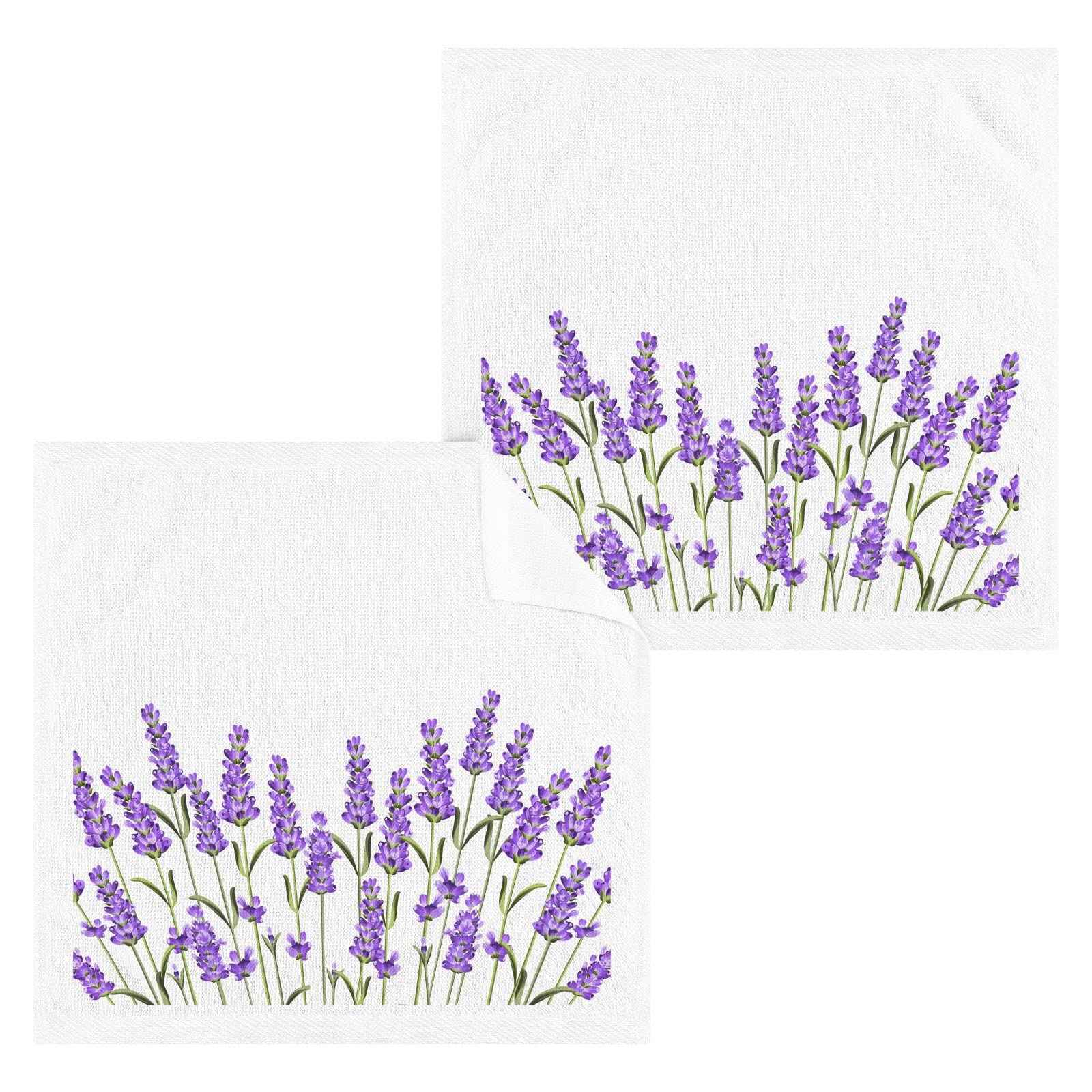 ALAZA Wash Cloth Set Purple Lavender Flowers(n1) - Pack of 6, Cotton Face Cloths, Highly Absorbent and Soft Feel Fingertip Towels