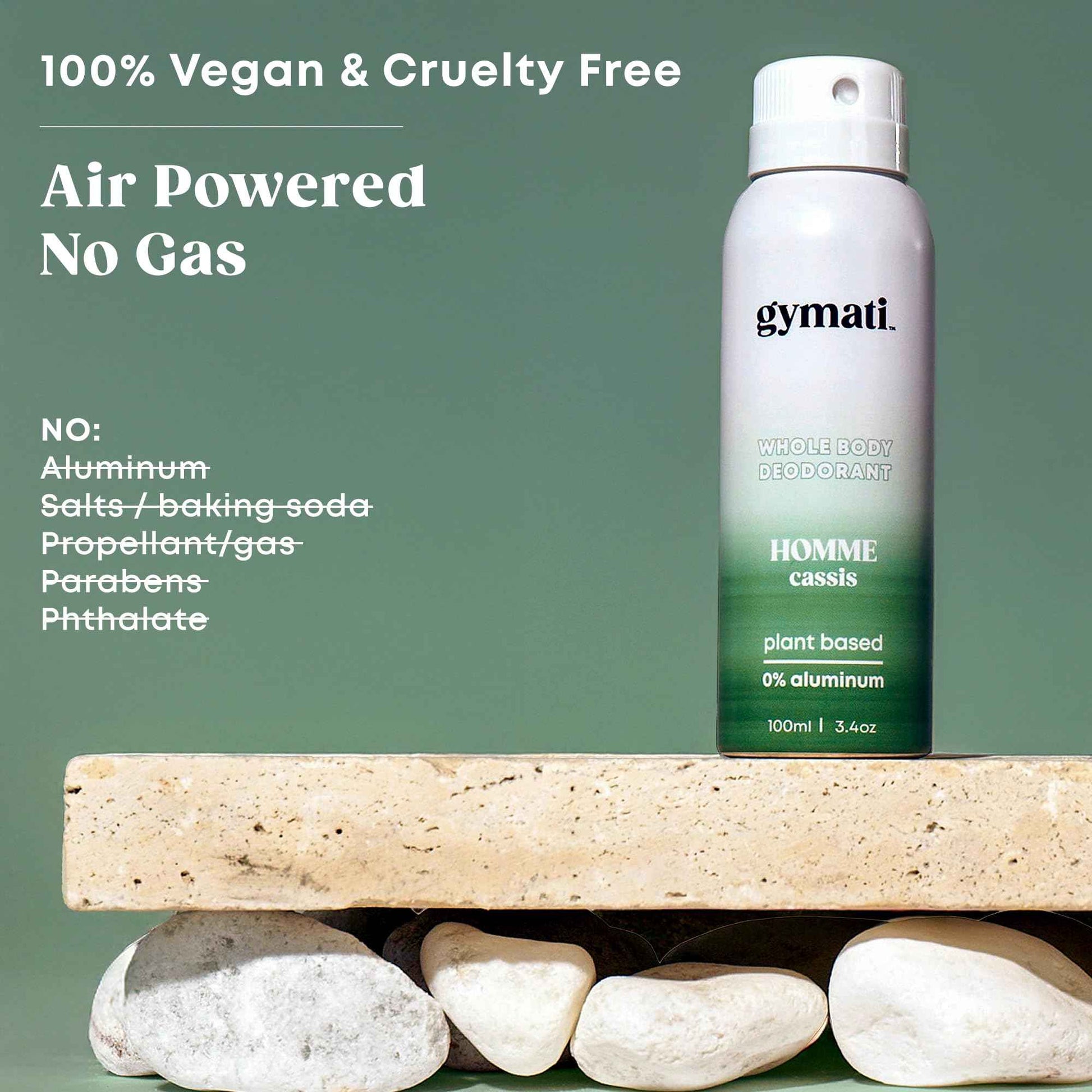 Gymati - Fitness Deodorant Spray for Men - Aluminum-Free -All Day Ultimate Odor Protection - Built For Sweat - Air-Powered - Vegan & Plant-Based - Made in USA - Homme - 3.4oz Travel Size