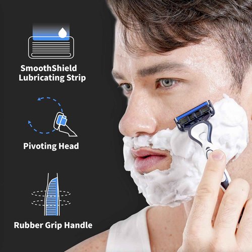 DORCO Pace Pro 5 Disposable Razors, 9 pack - Long Lasting 5 Blade Technology with a Precision Trimmer, Safety Guard Bar, Pivoting Head and Non-Slip Rubber Handle (9 Razors)