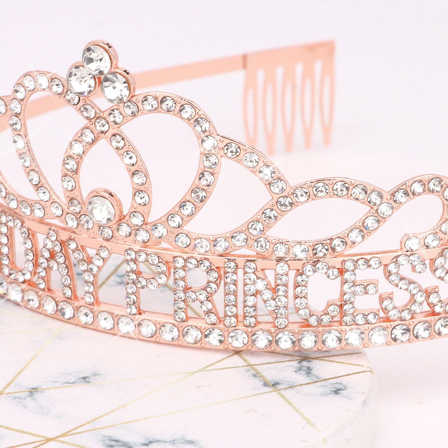 CIEHER Rose Gold Birthday Princess Crown Princess Birthday