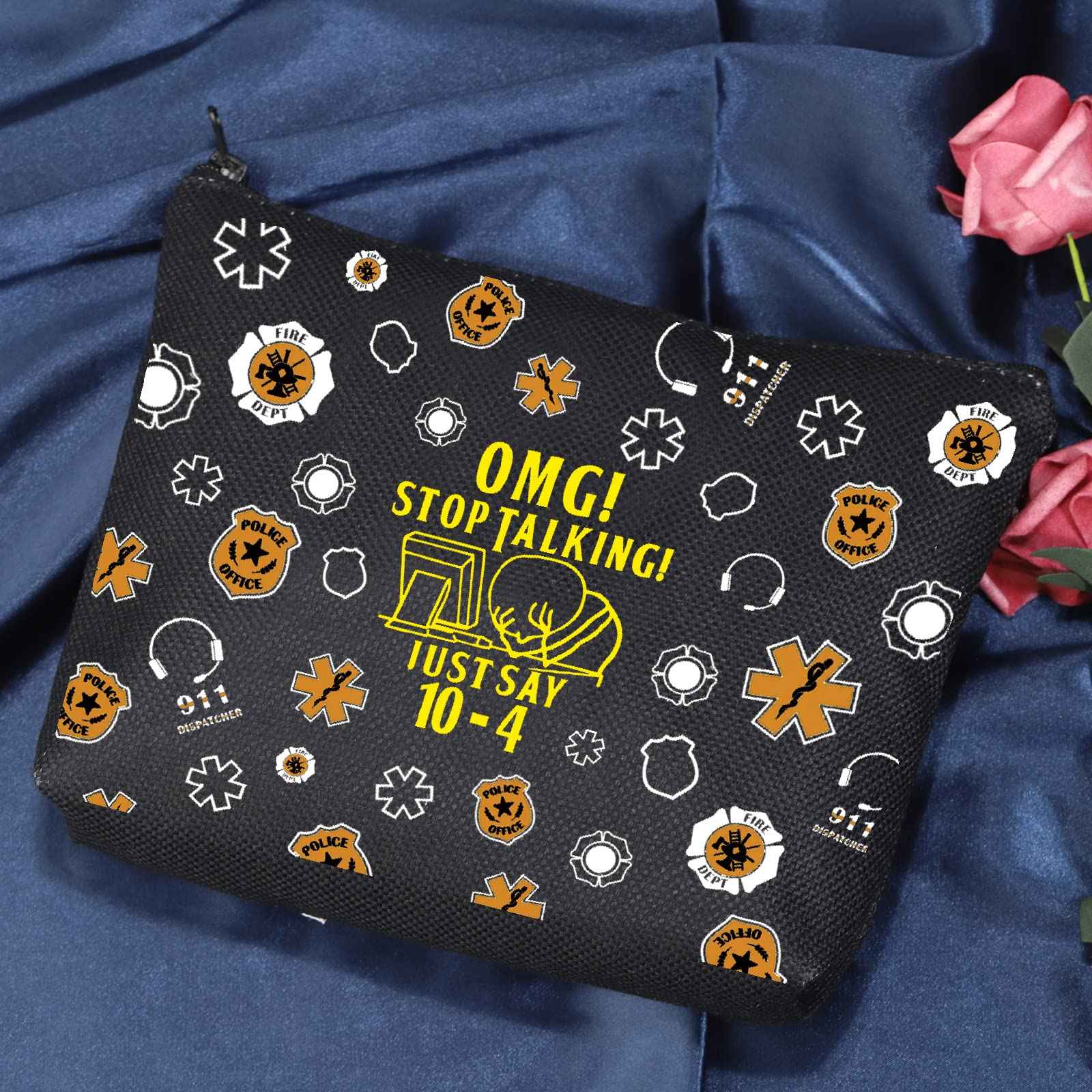 POFULL 911 Dispatcher Gifts Stop Talking Just Say 10-4 Cosmetic Bag Emergency Dispatcher Gift (Stop Talking Cosmetic Bag)