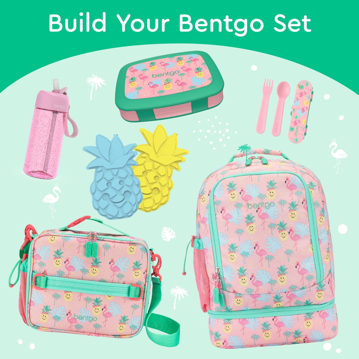 Bentgo Kids Prints Leak-Proof, 5-Compartment Bento-Style Kids Lunch Box - Ideal Portion Sizes for Ages 3-7, Durable, Drop-Proof, Dishwasher Safe, & Made with BPA-Free Materials (Tropical)