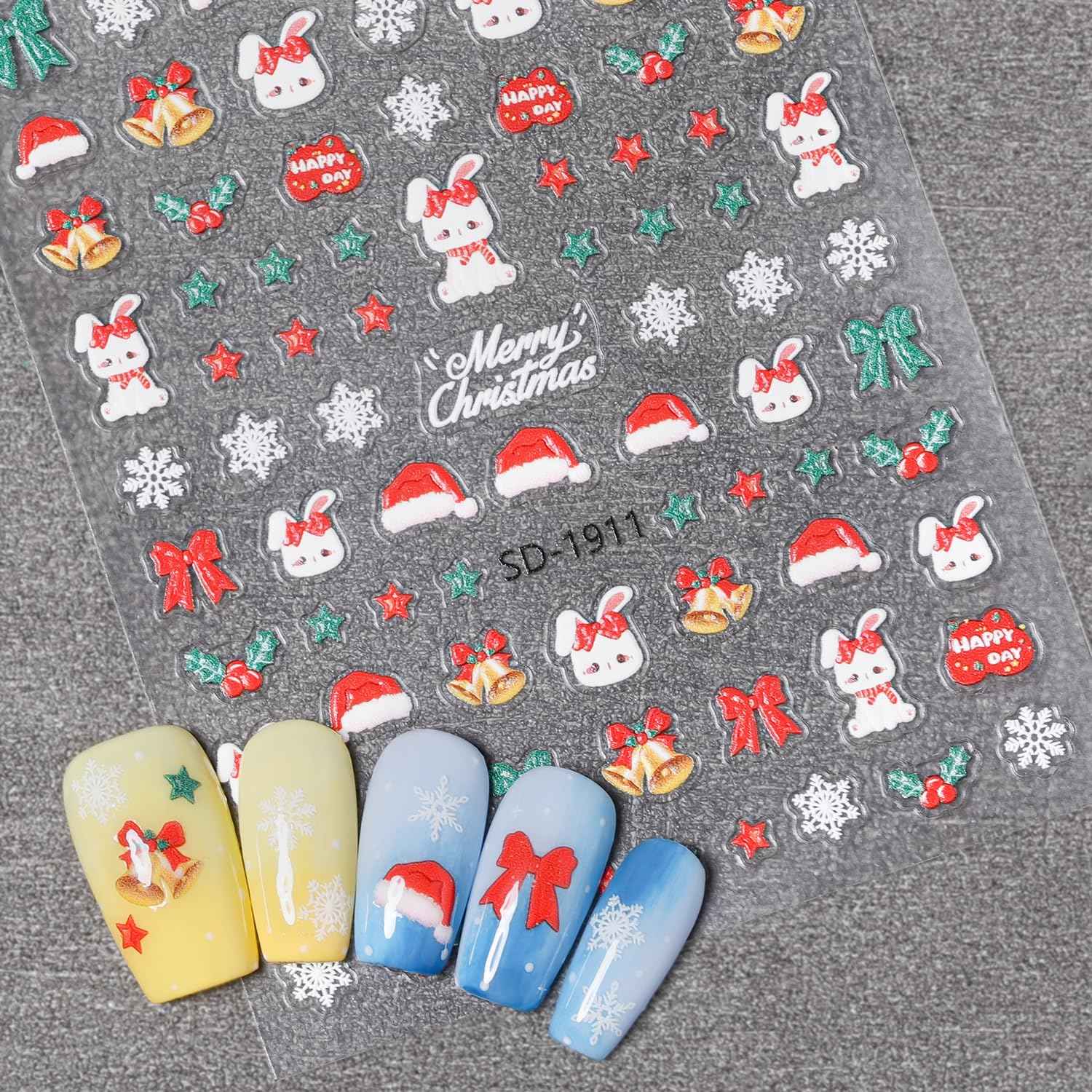 Nicedeco 15 Sheets Christmas Nail Art Stickers Decals Self-Adhesive Nail Supplies Nail Art Design Decoration 005