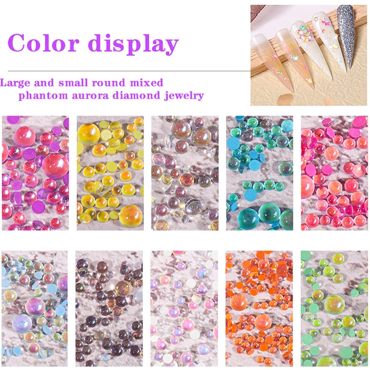 540Pcs Pink Nail Arts Rhinestones Set Flatback Diamond Aurora Candy Rhinestones Beads Gems Nail Charms Decorations for Nail DIY Crafts Shoes Jewelry