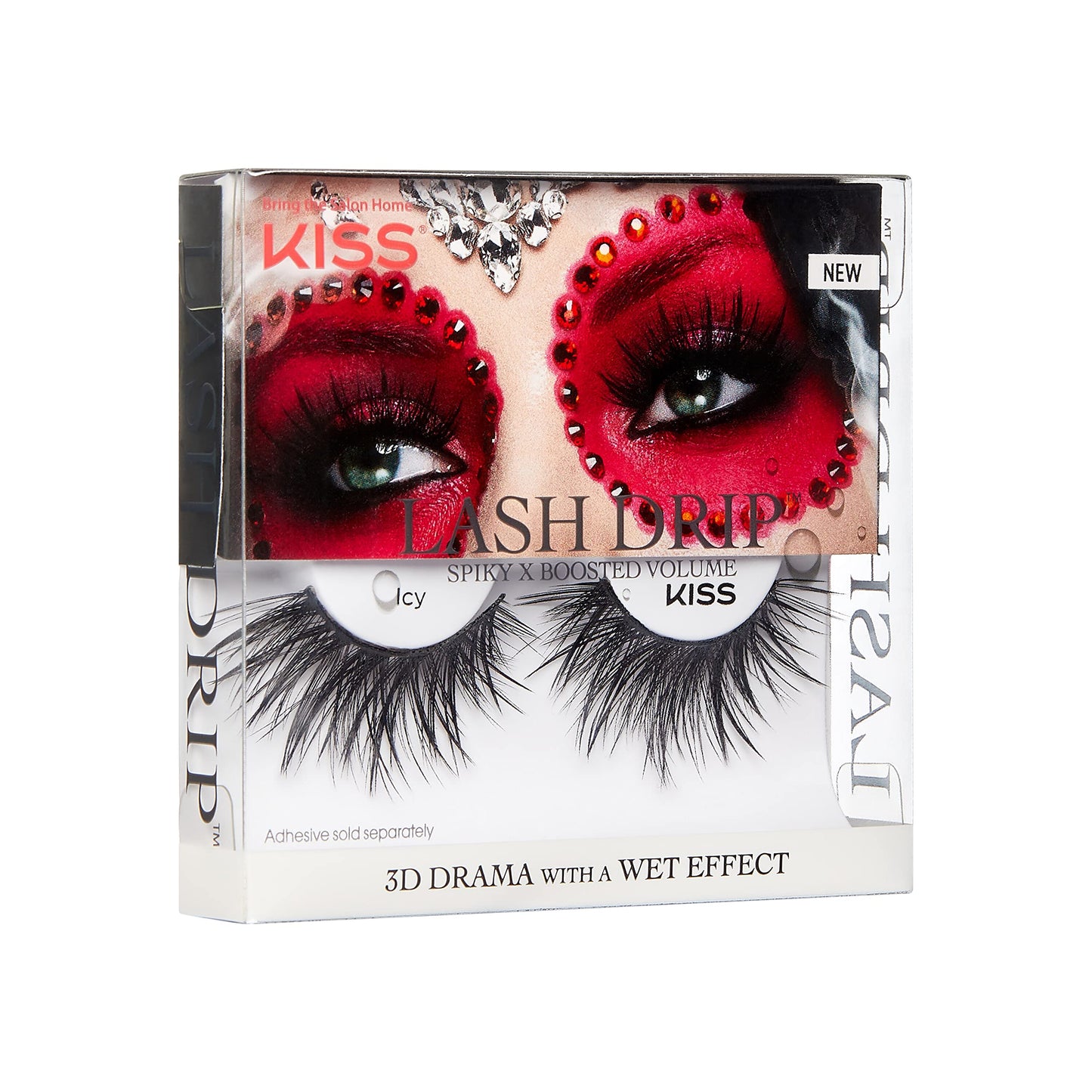 KISS Lash Drip False Eyelashes, Spiky X Boosted Volume, Unique Wet Look Hydrated Effect, Multi-Length Rewearable Fake Eyelashes, Wispy Crisscross Lash Pattern, Style ?˜Icy?? 1 Pair