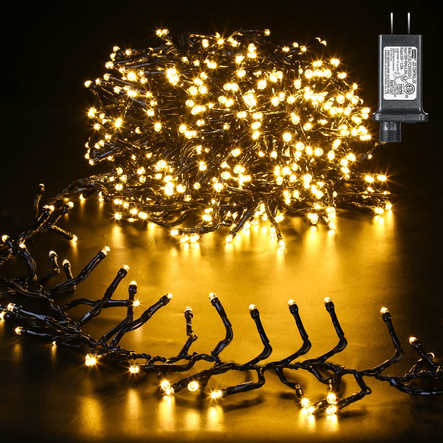 Quntis LED Christmas Cluster Lights, 760 LEDs 25FT Outdoor Waterproof Christmas Firecrackers String Lights, 8 Modes Warm White Christmas Twinkle Fairy Lights Decor for Indoor Xmas Tree Wedding Party