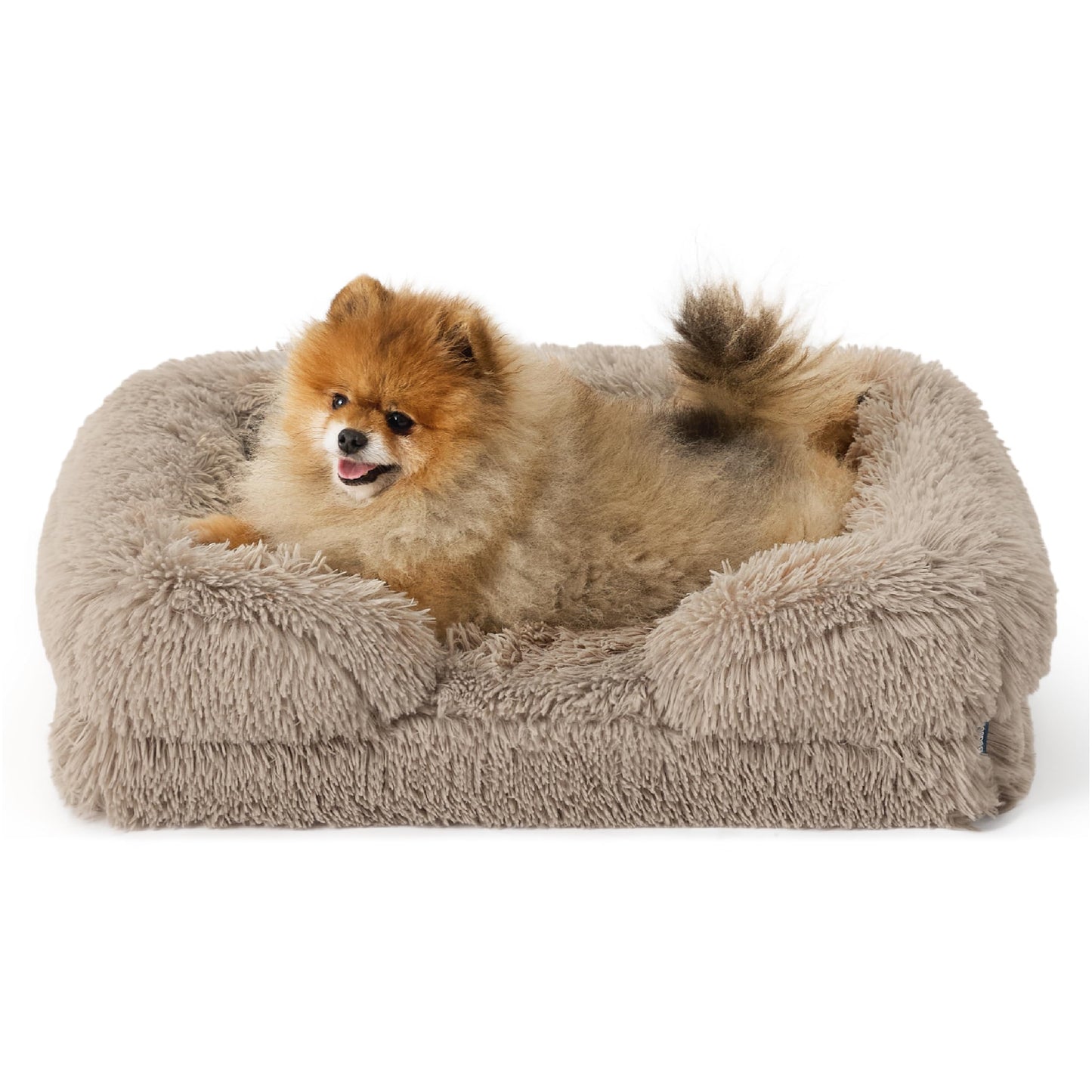 Bedsure Small Orthopedic Dog Bed - Washable Calming Dog Sofa Beds for Small Dogs, Supportive Foam Pet Couch Bed with Removable Washable Cover, Waterproof Lining and Nonskid Bottom Couch, Taupe