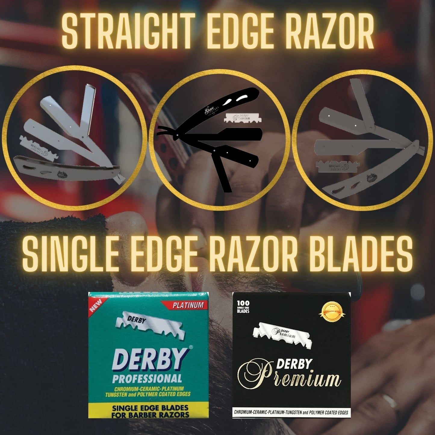 The Shave Factory Straight Edge Razor Kit (Matte / 300 Derby Premium Single Edge Razor Blades)