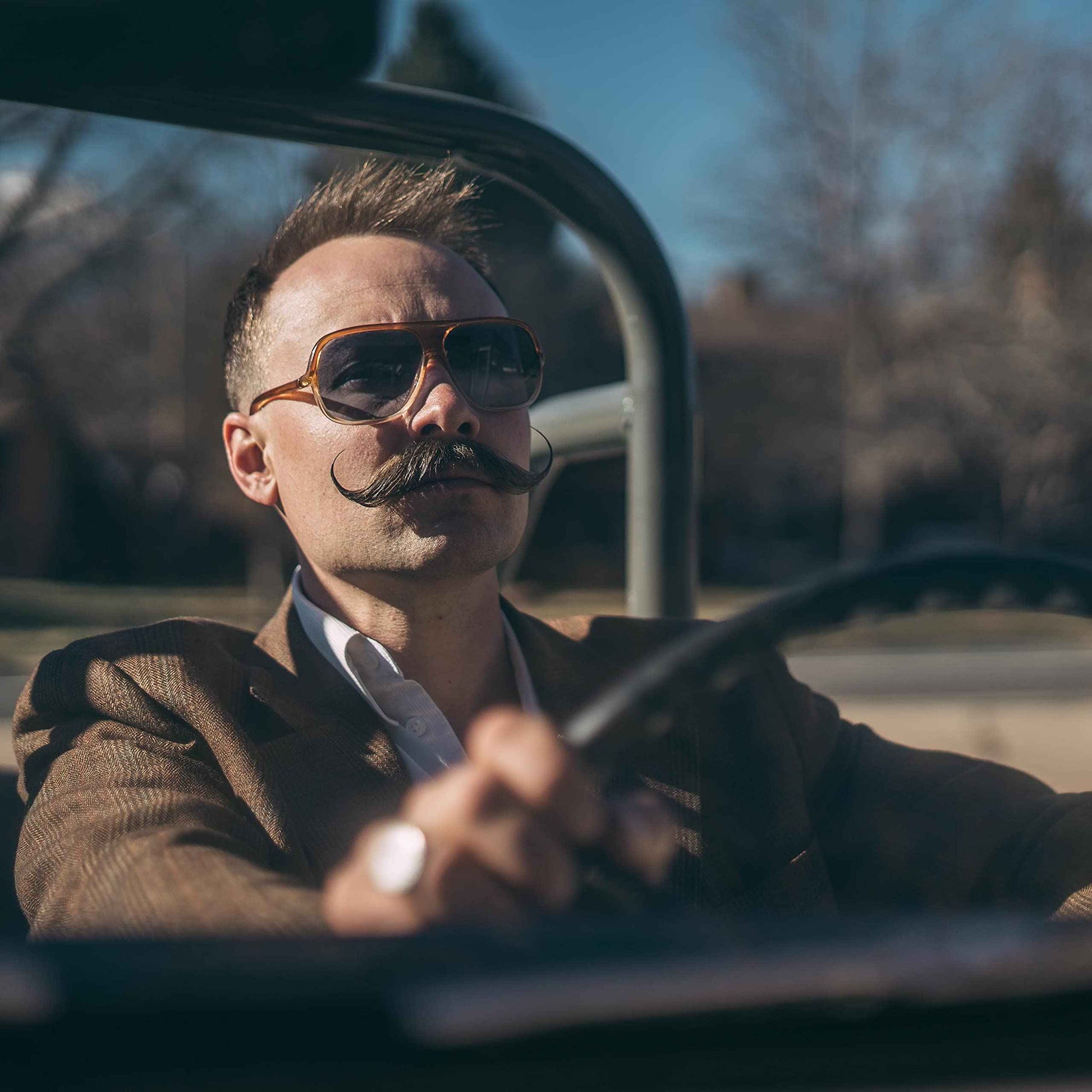 The Vintage Beard Company Sudden Death Strong Hold Mustache Wax and Death Grip Mustache Keychain Comb Set