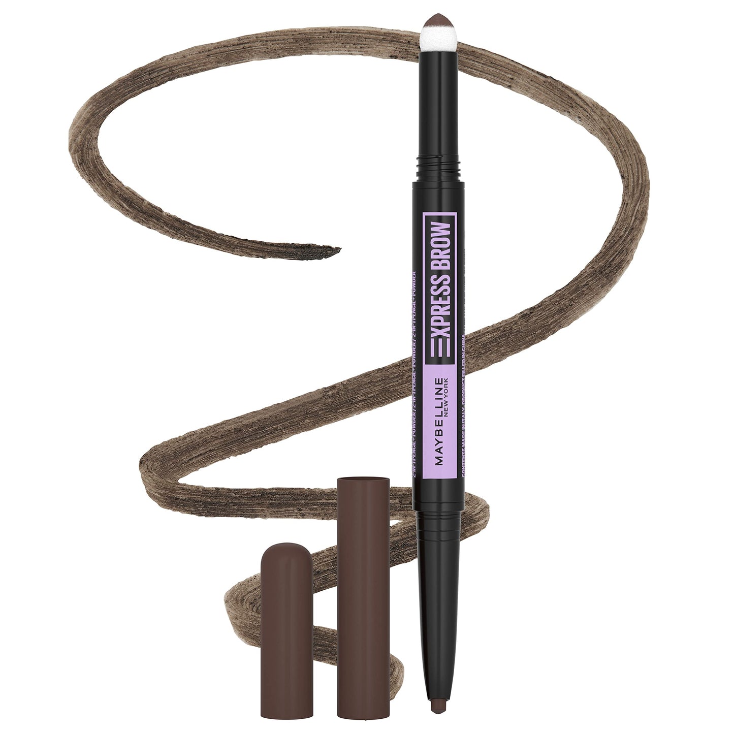 Maybelline Express Brow 2-In-1 Pencil and Powder Eyebrow Makeup, Deep Brown, 1 Count