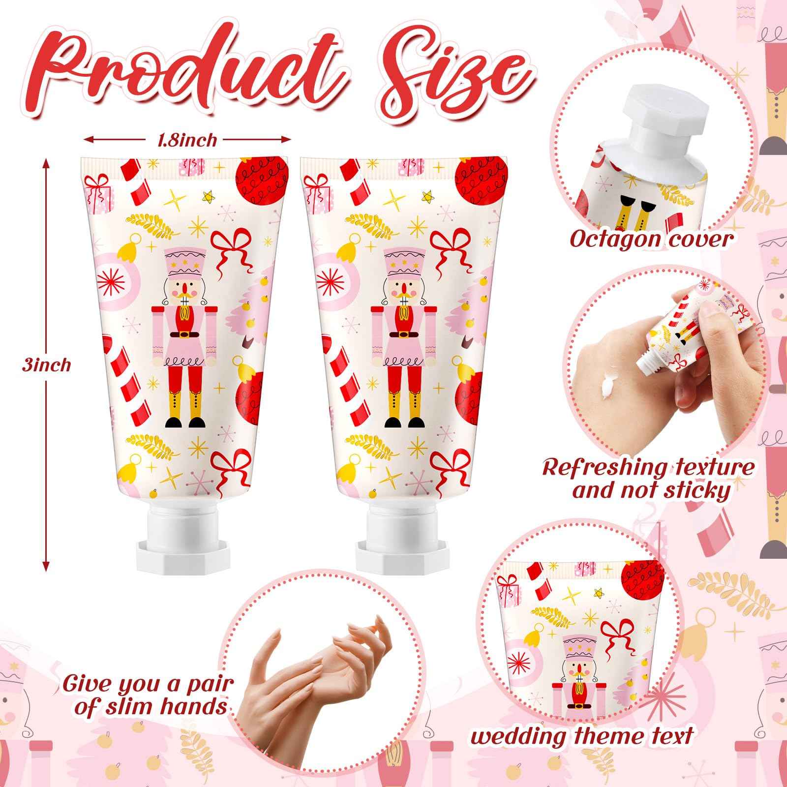 Heigble 50 Pcs 1 Oz/ 30 ml Christmas Nutcracker Hand Cream Gifts Bulk Travel Size Christmas Thank You Hand Cream Body Lotion Gifts for Women Coworker Teacher Nurse Souvenir Xmas Party Supplies