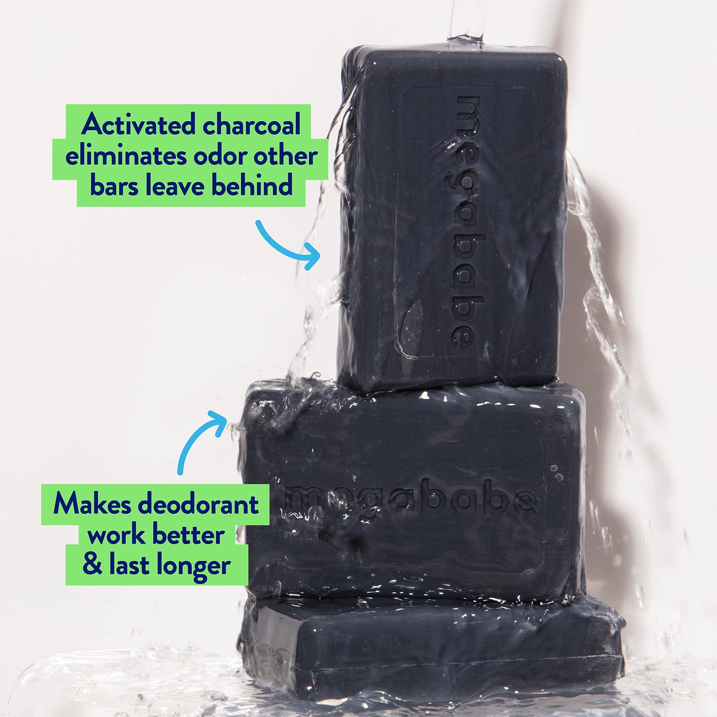 Megababe Underarm Bar Soap - Space Bar | With Detoxifying Charcoal for Odor Control | 3.5 oz - 3 Pack