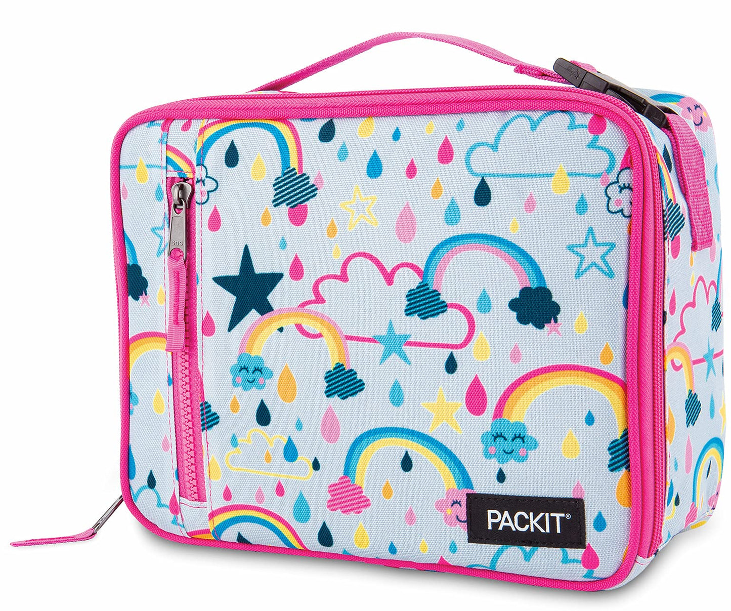 PackIt Freezable Classic Lunch Box, Rainbow Sky, Built with EcoFreeze Technology, Collapsible, Reusable, Zip Closure With Zip Front Pocket and Buckle Handle, Perfect for School Lunches