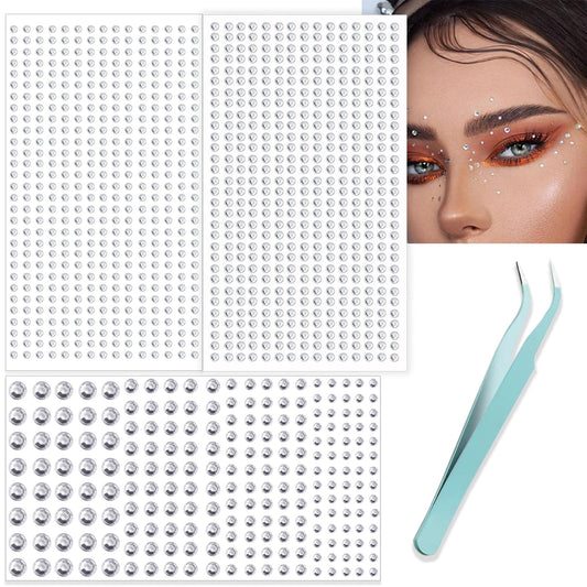 NOOEPC Face Gems Hair Gems, Self-Adhesive Face Jewels Eye Jewels Rhinestones 3/4/5/6 mm DIY Face Gems Stick on, Hair Body Rhinestones Gems Crystals Pearls for Face Eyes Makeup Body, Crafts