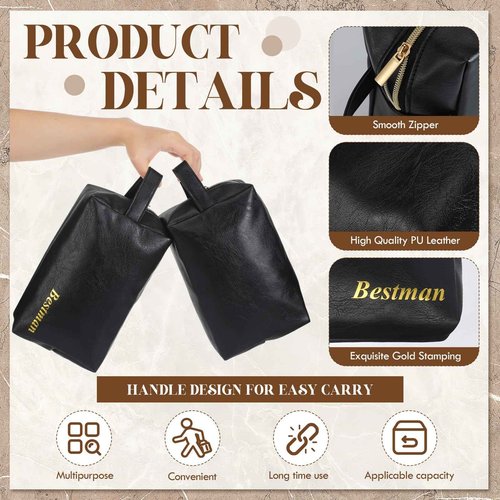 Chicingyou 18 Pcs Groomsmen Gifts Set of 6, Groomsman Proposal Gift Includes 6 Leather Toiletry Bags 6 Sunglasses and 6 Pairs of Socks for Wedding Man Gift Bachelor Party Favors