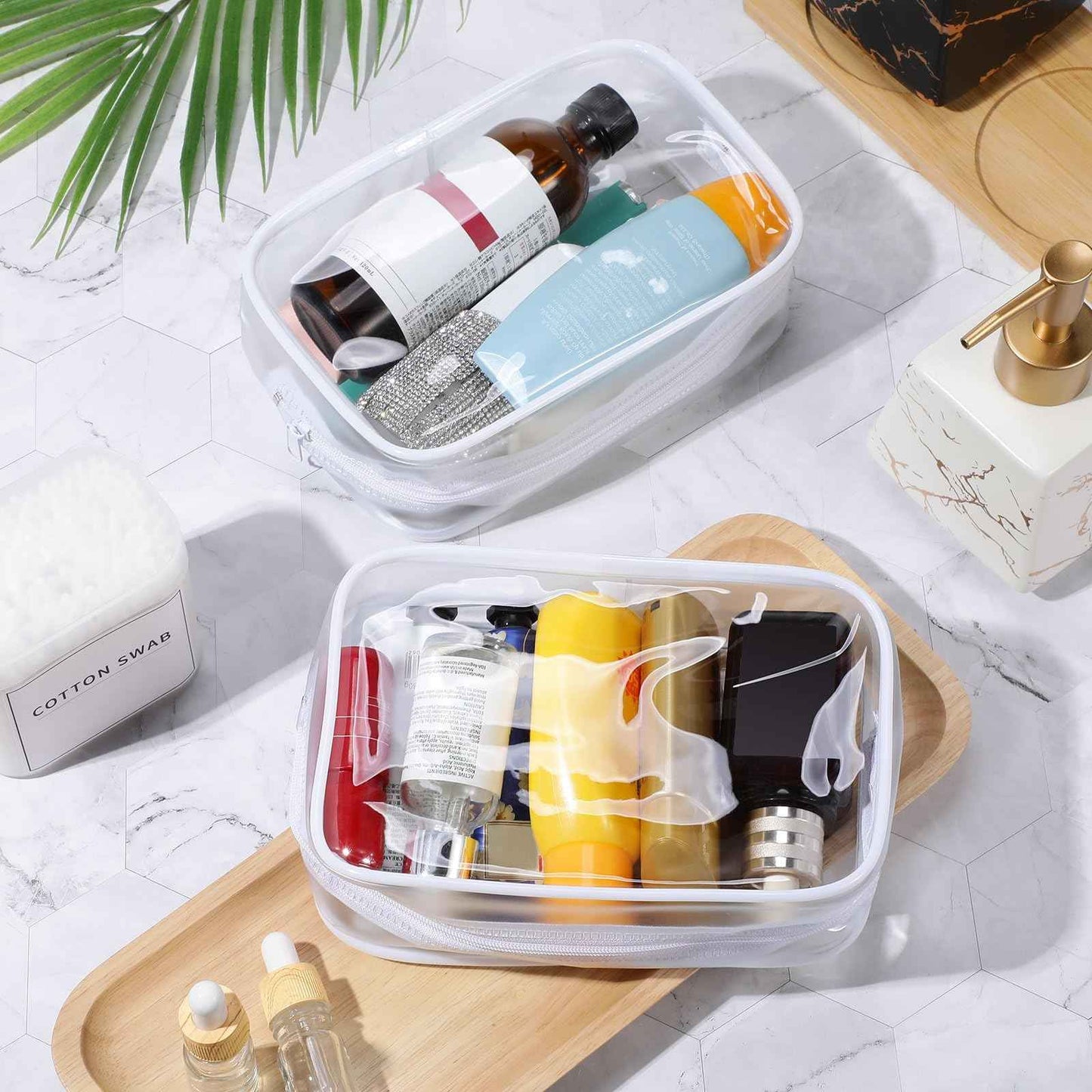 Weewooday 12 Pieces Clear Makeup Bags Cosmetic Storage Bags PVC Zipper Pouches Travel Waterproof Makeup Plastic Case for Women Organizing Toiletries Traveling Bathroom(Medium,White)