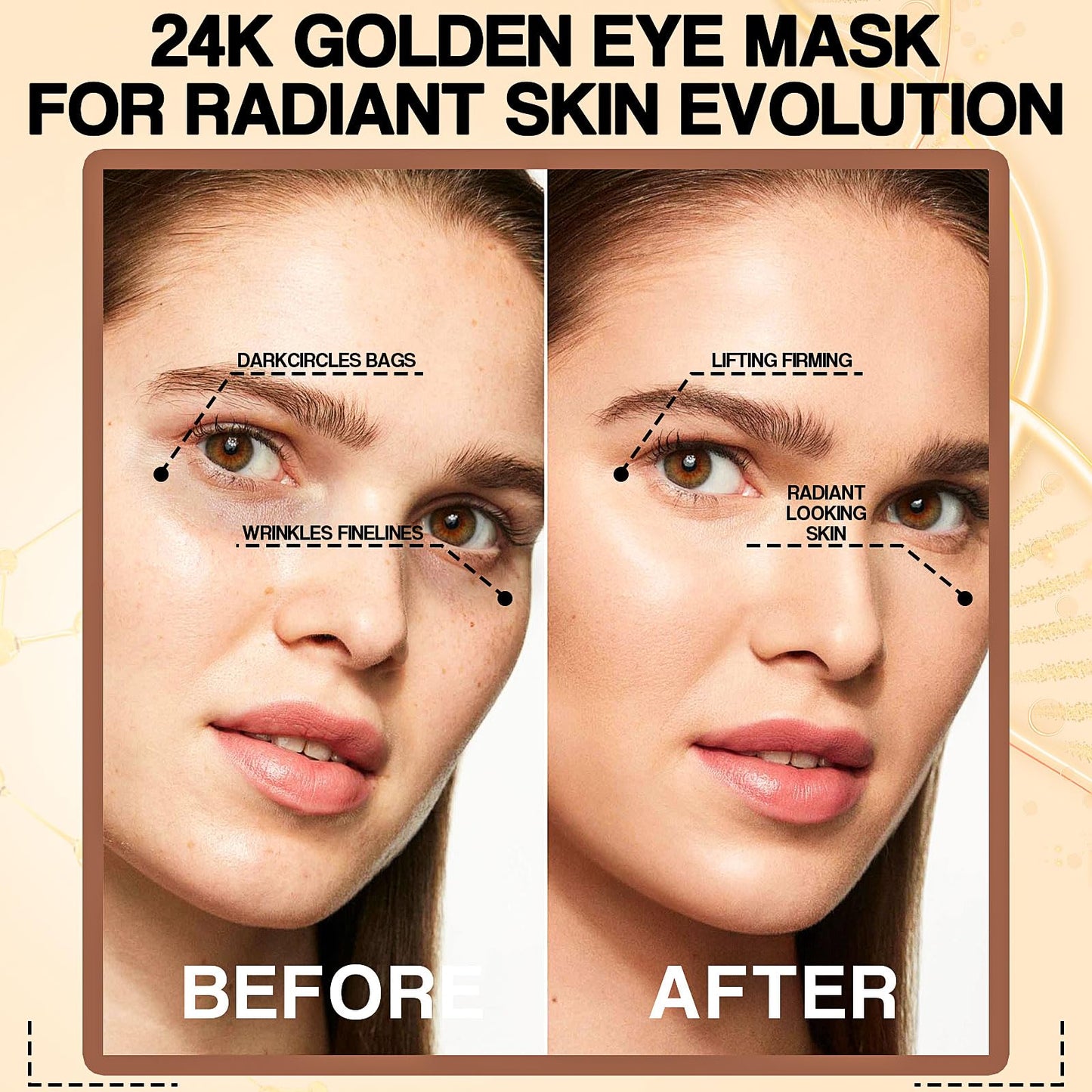 Nielies Under Eye Patches (30 Pairs) - 24K Gold Eye Patches for Puffy Eyes, Dark Circles, Eye Bags - Skin Care with Collagen, Pearl Extract & Hyaluronic Acid - Anti-Aging Eye Masks (24 Gold- Box)